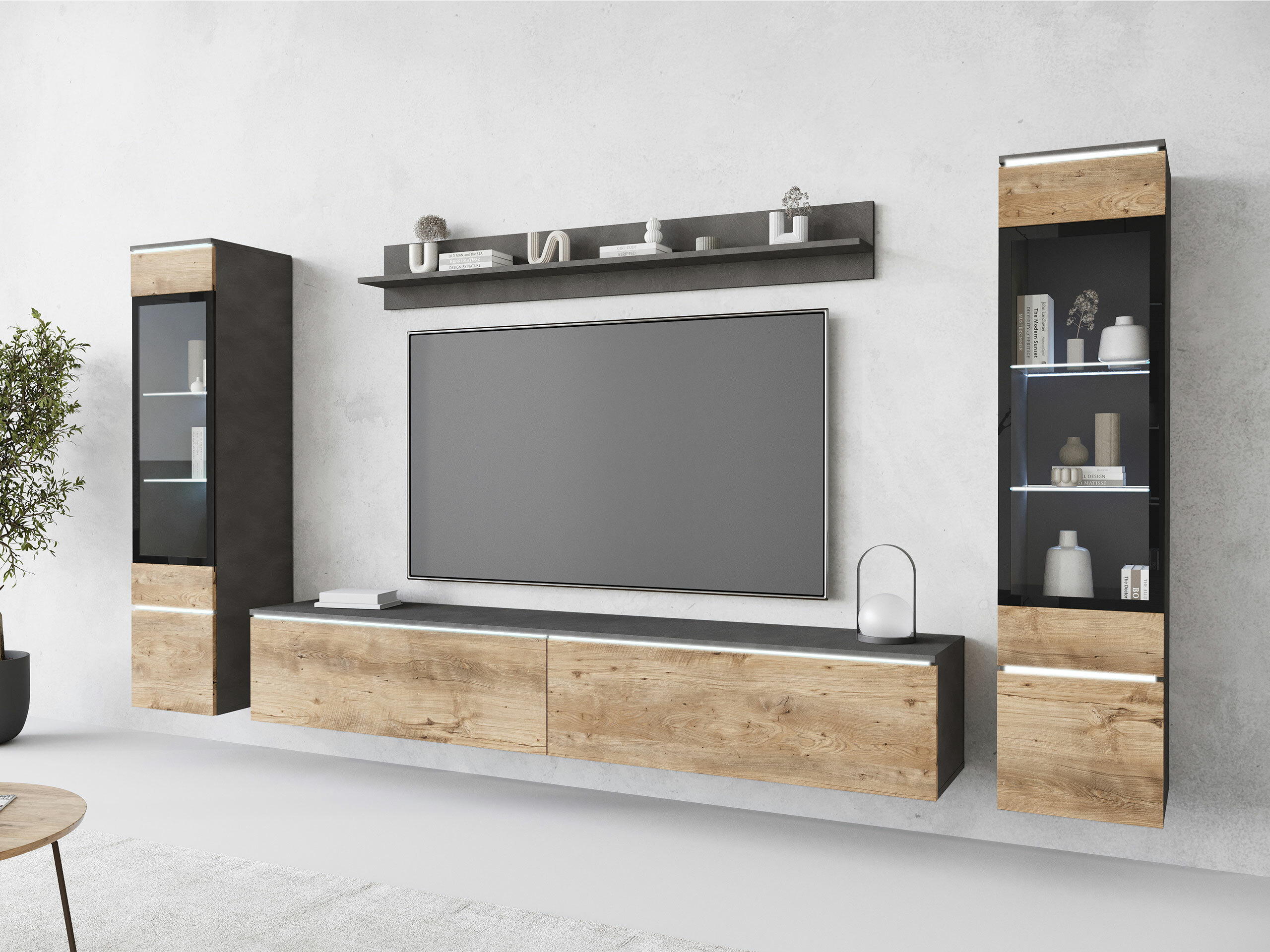 Viesistabas komplekts Sarasota 126 (Matera pelēks + Kastanis)