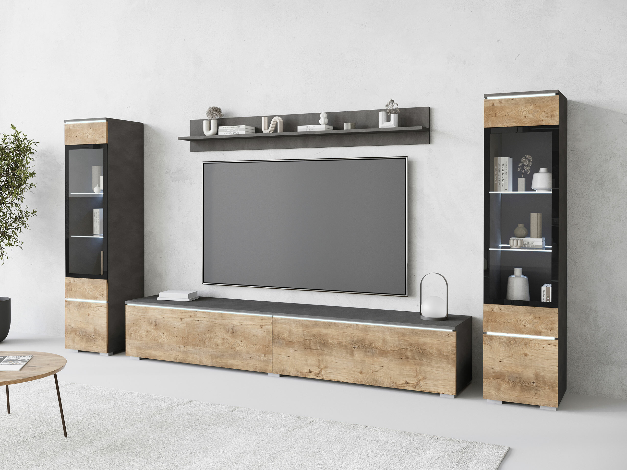 Viesistabas komplekts Sarasota 126 (Matera pelēks + Kastanis)