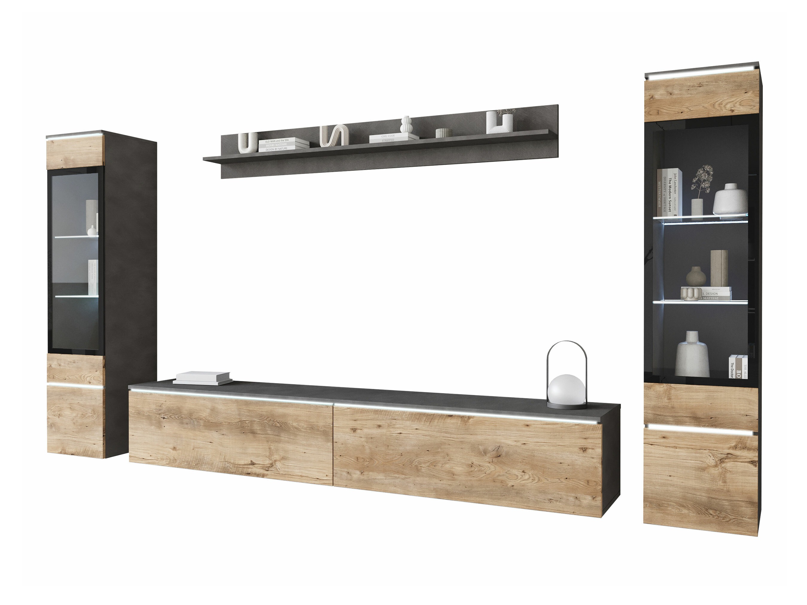 Viesistabas komplekts Sarasota 126 (Matera pelēks + Kastanis)