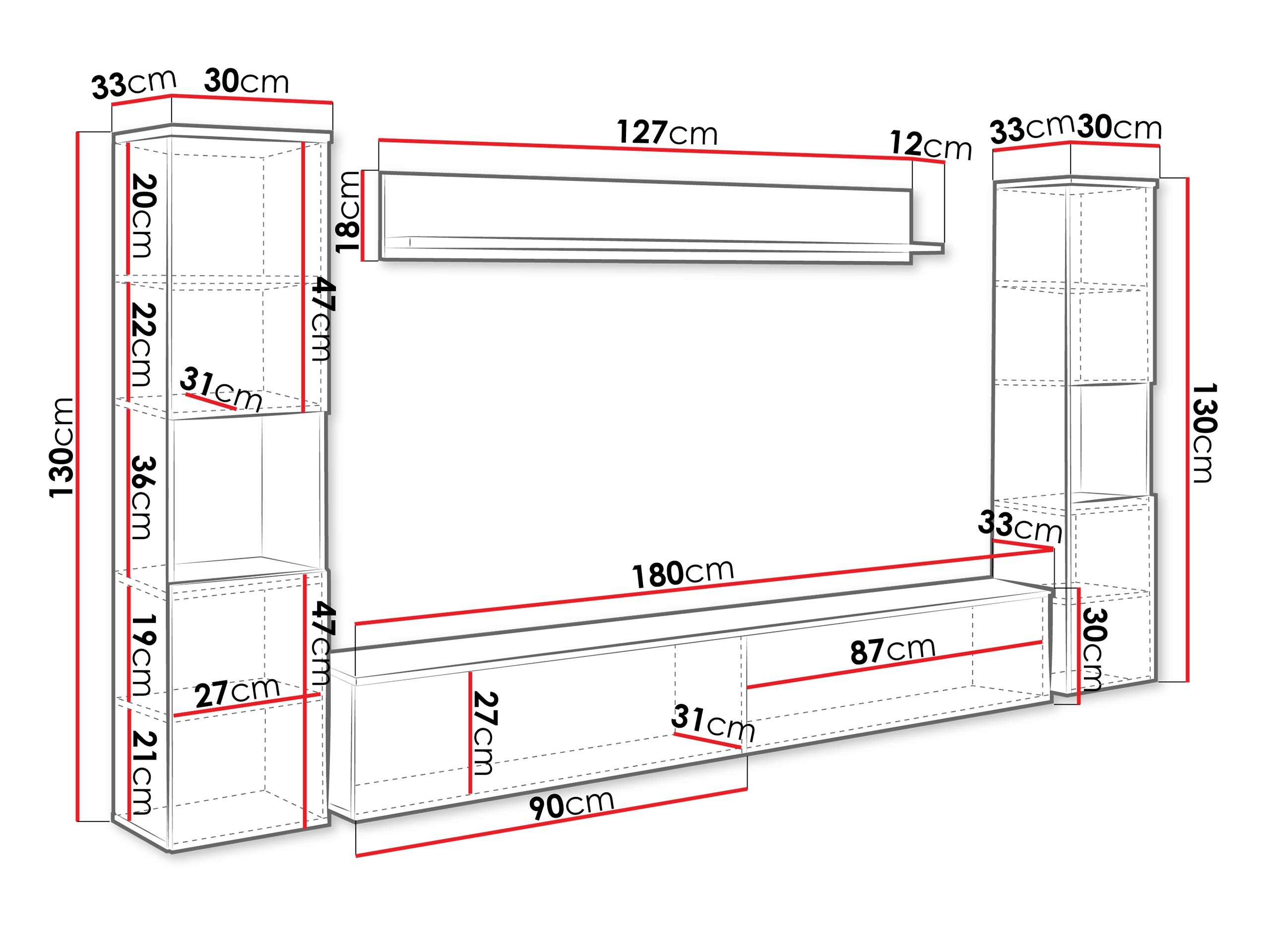 Viesistabas komplekts Sarasota 131 (Balts + Glancēts pelēks)