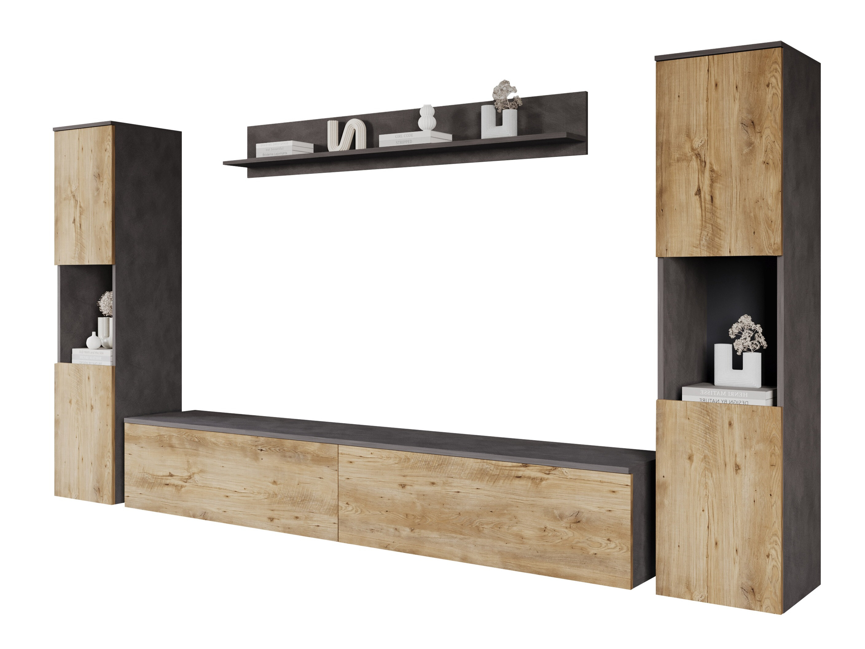 Viesistabas komplekts Sarasota 131 (Matera pelēks + Kastanis)