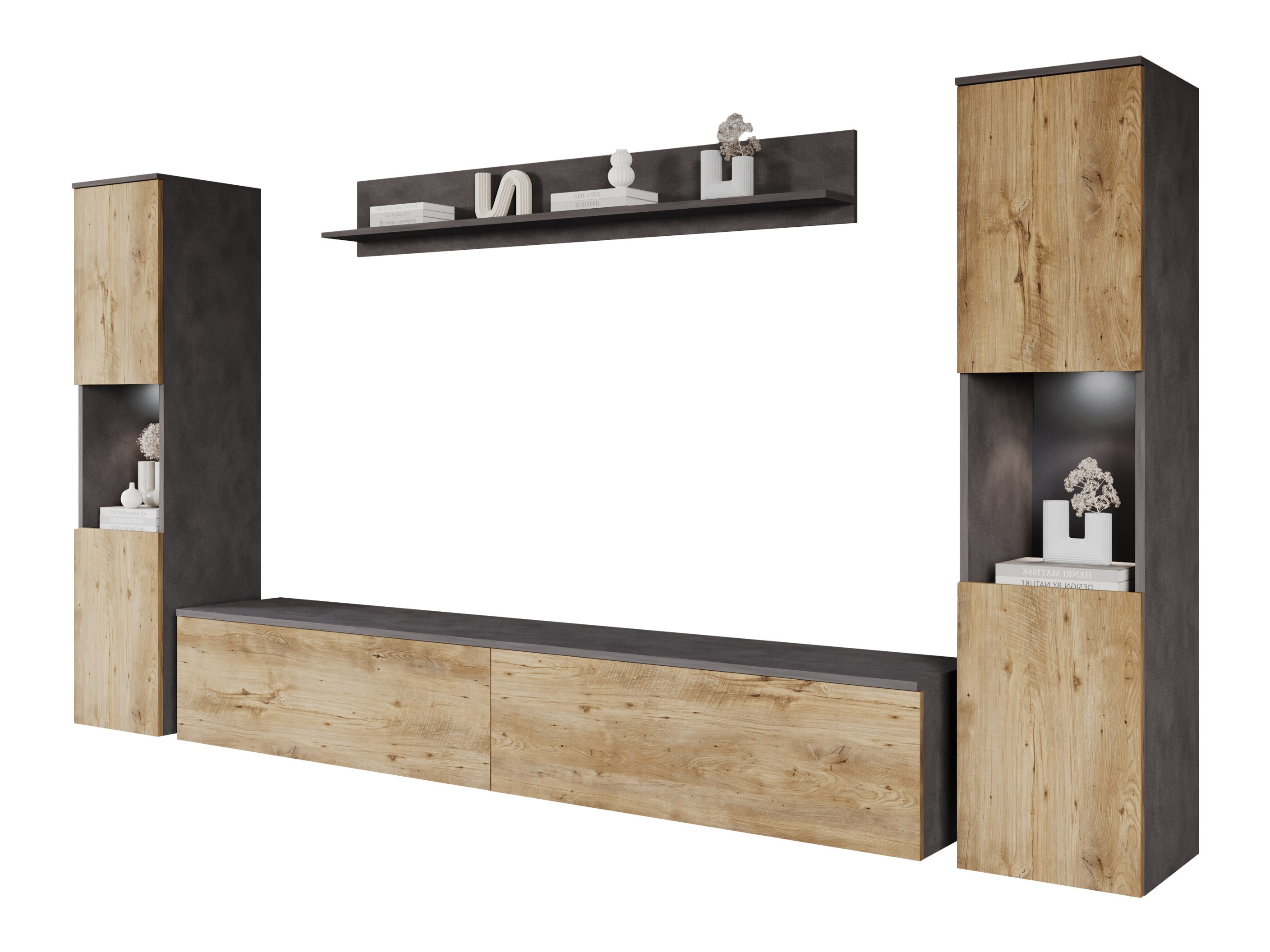 Viesistabas komplekts Sarasota 131 (Matera pelēks + Kastanis)