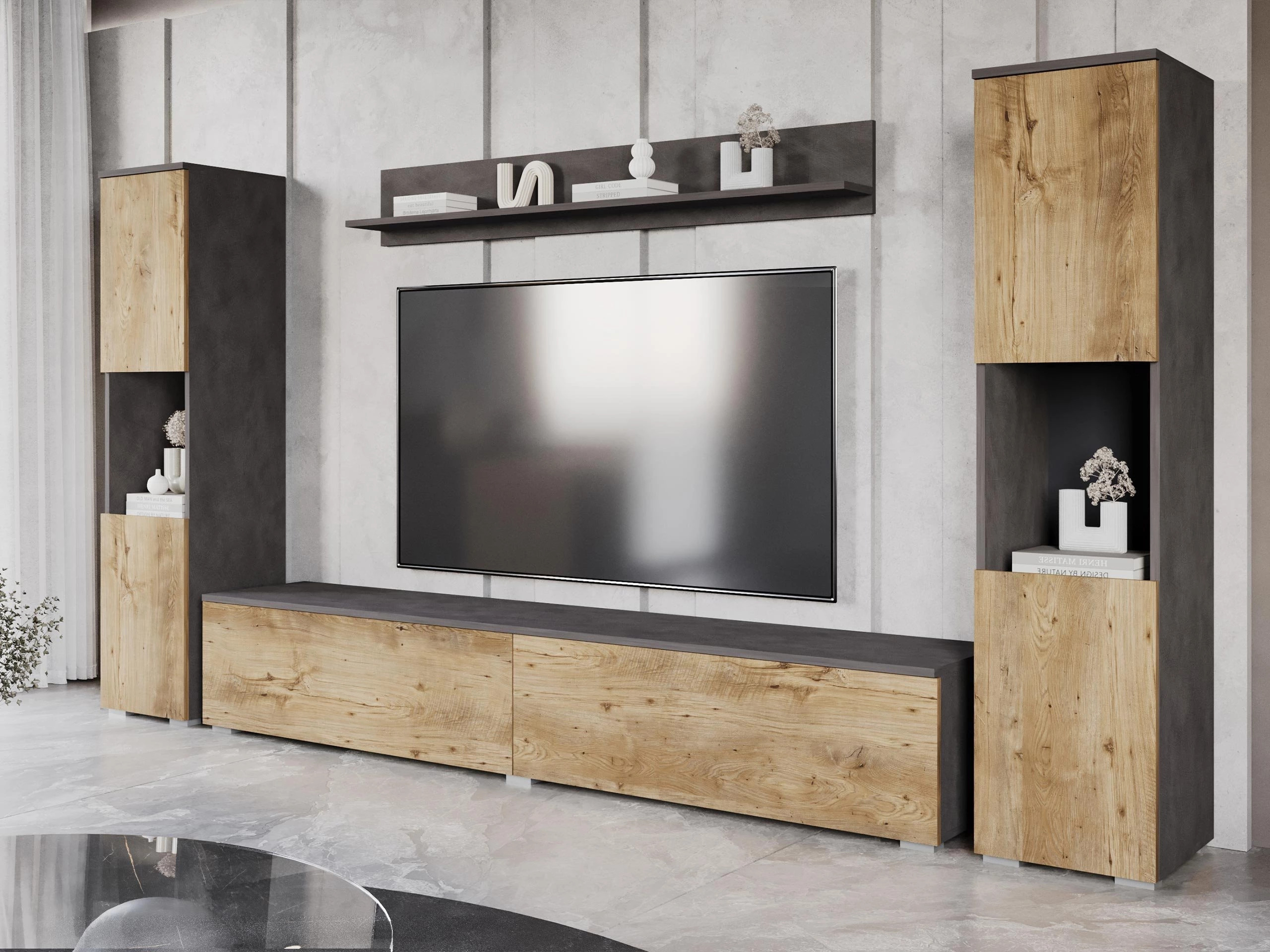 Viesistabas komplekts Sarasota 131 (Matera pelēks + Kastanis)