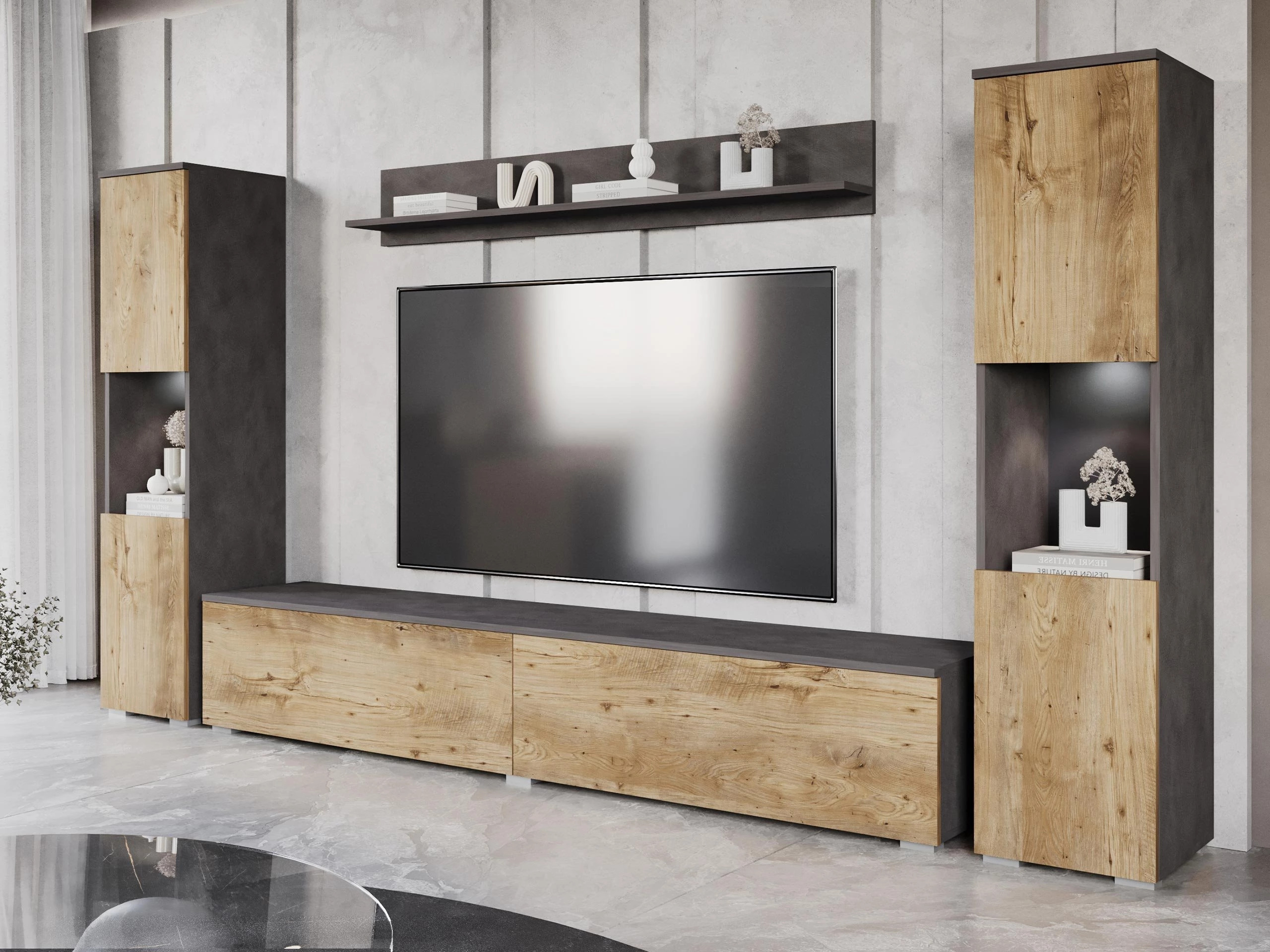 Viesistabas komplekts Sarasota 131 (Matera pelēks + Kastanis)