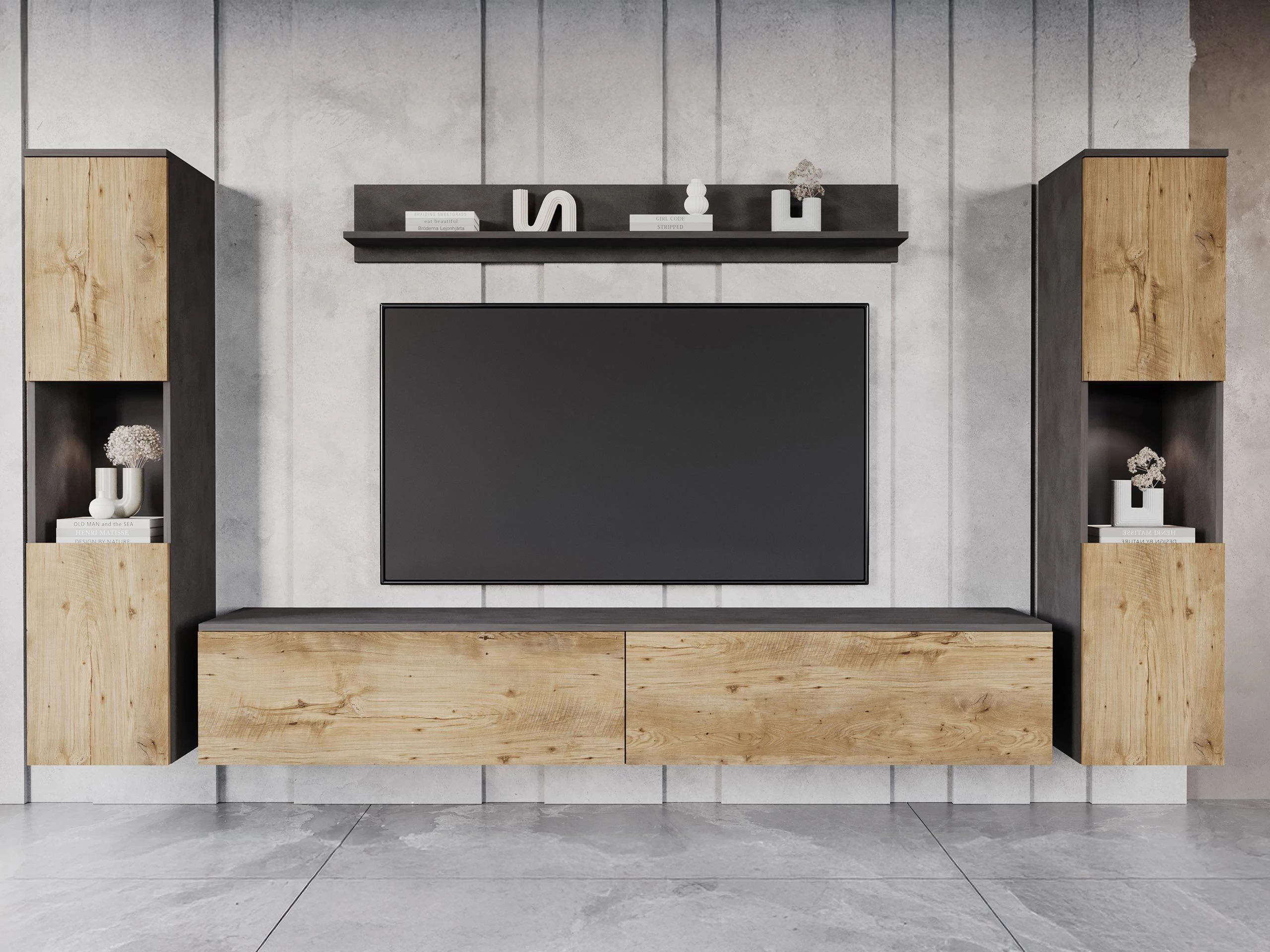 Viesistabas komplekts Sarasota 131 (Matera pelēks + Kastanis)