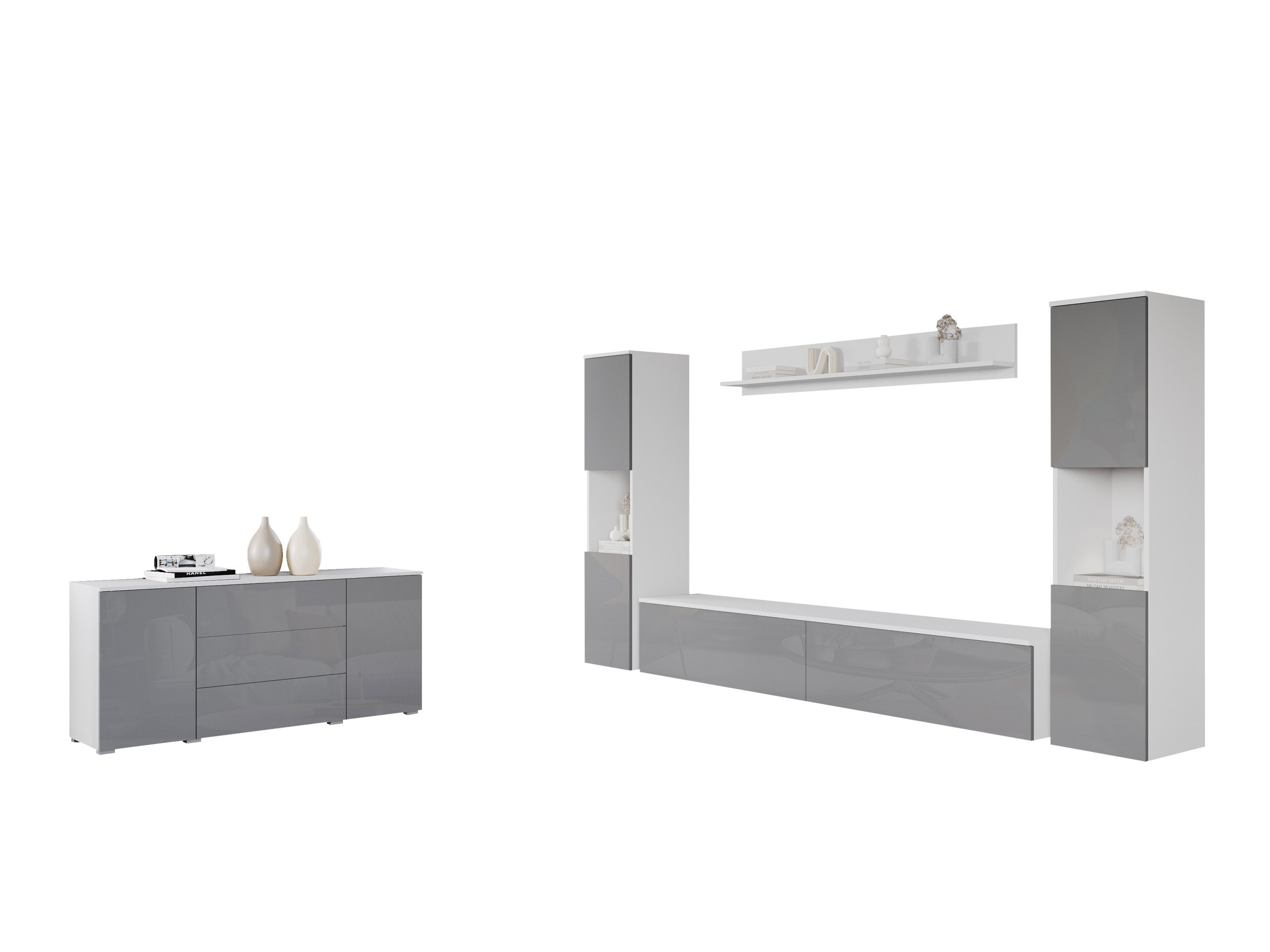 Viesistabas komplekts Sarasota 133 (Balts + Glancēts balts)