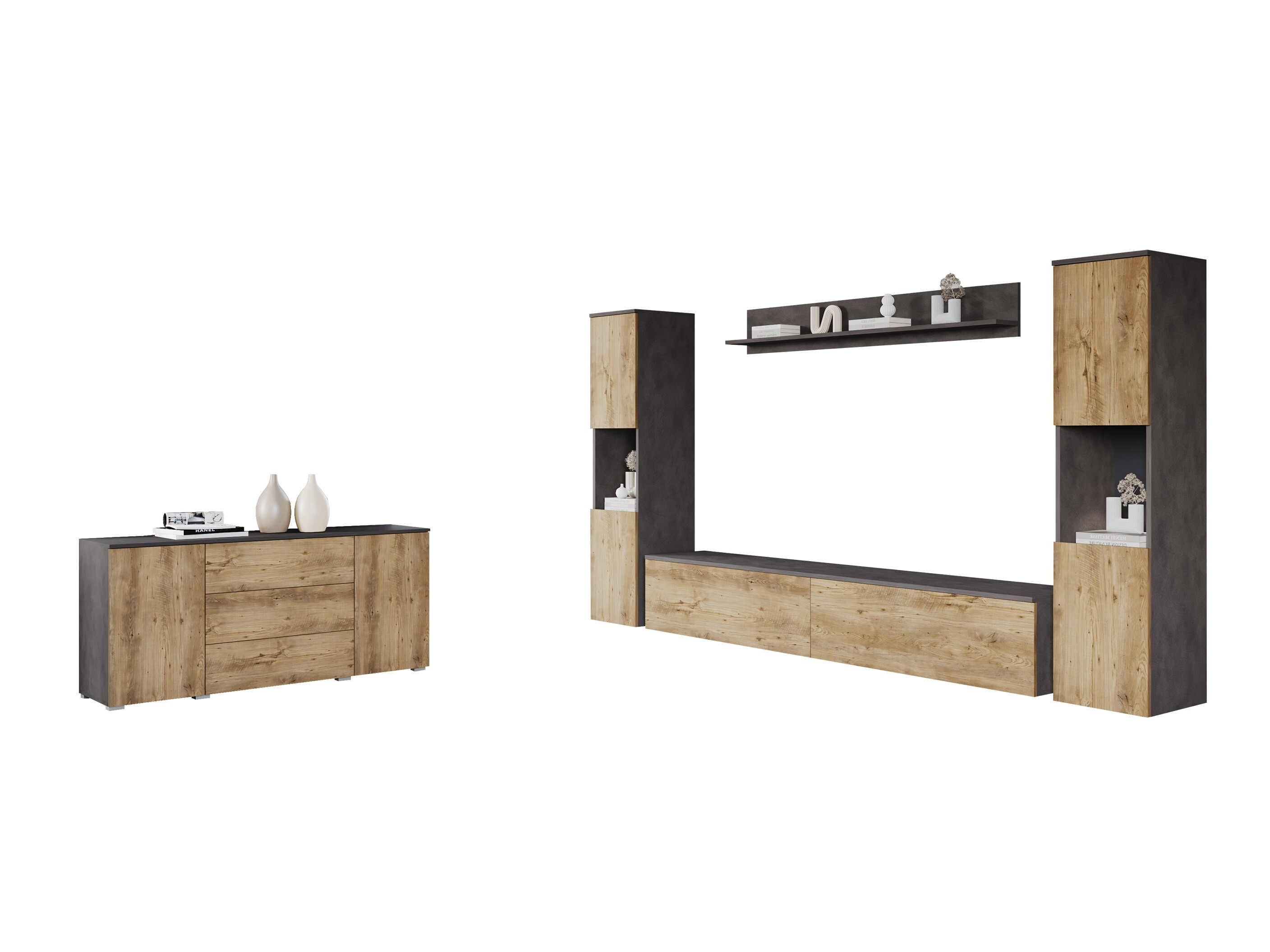 Viesistabas komplekts Sarasota 133 (Matera pelēks + Kastanis)