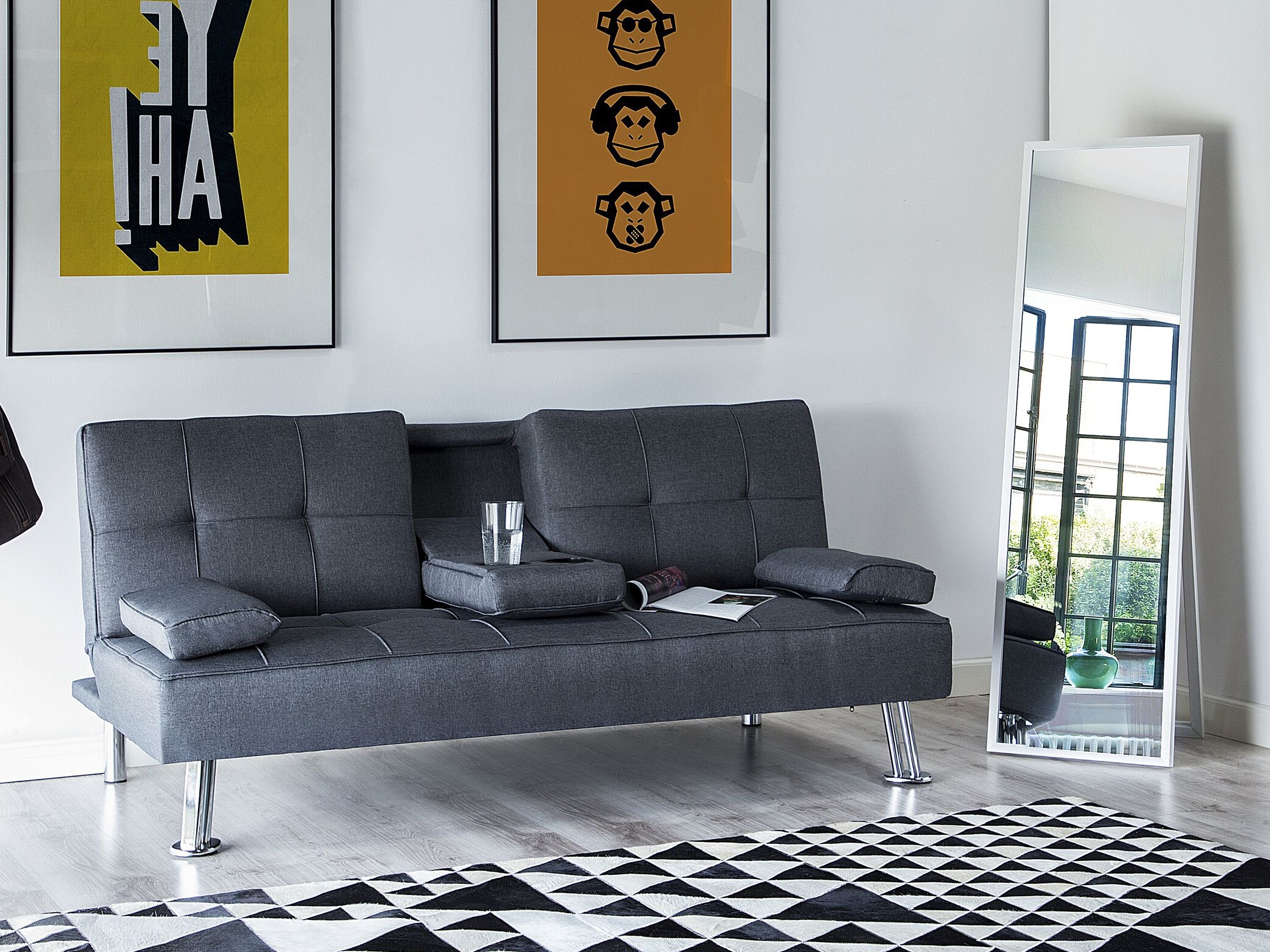 Dīvāns gulta Berwyn 417 (Tumši pelēks)