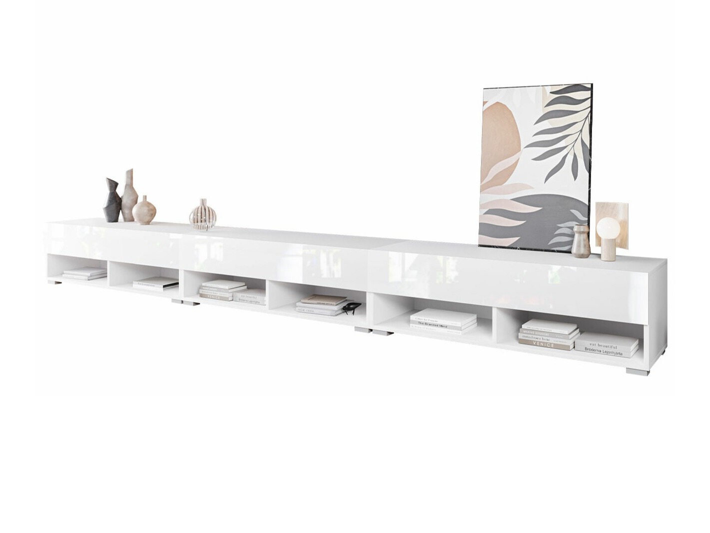 TV galds Sarasota 144 (Balts + Glancēts balts)