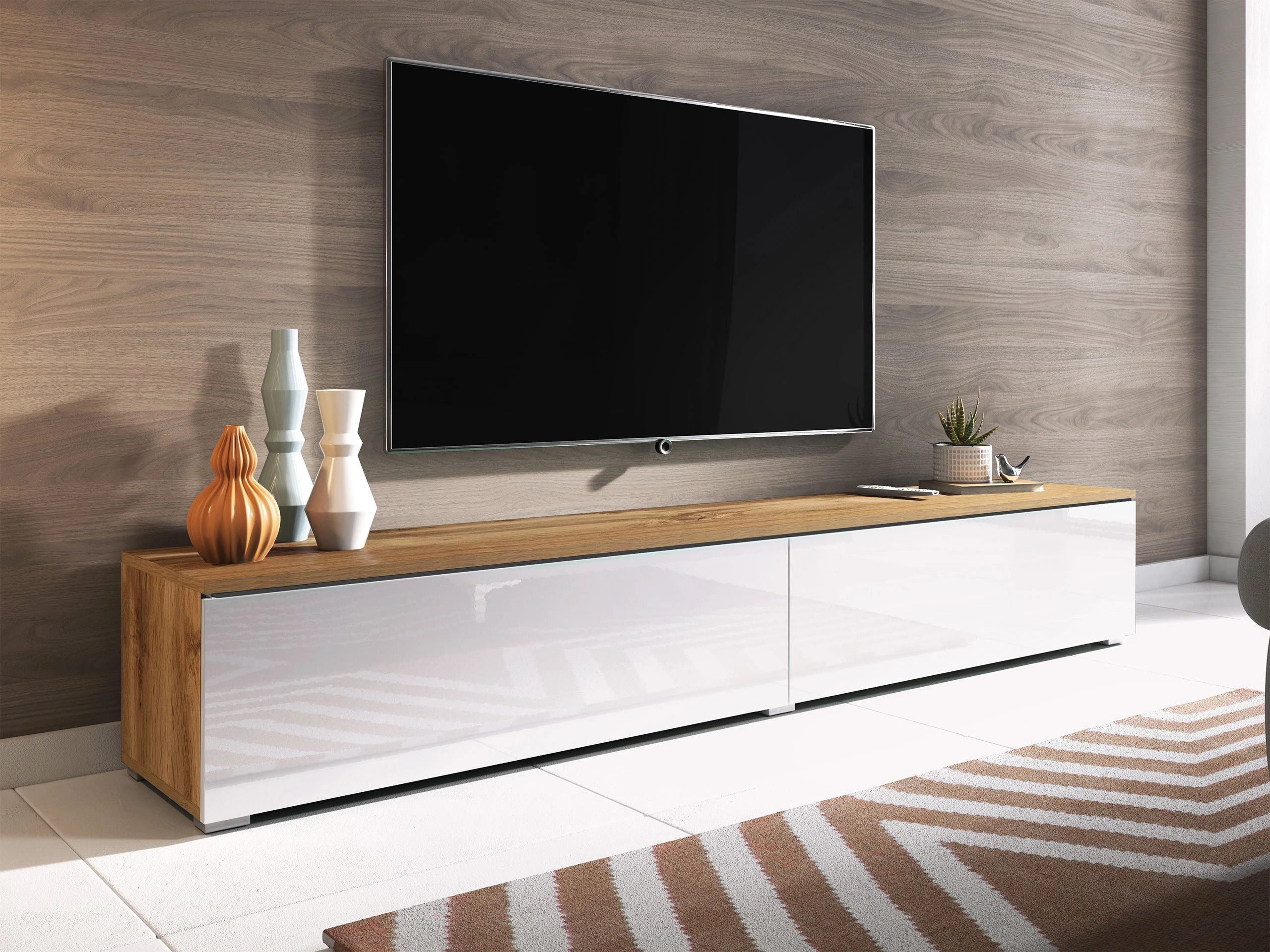 TV galds Scientia I (Votan ozols + Glancēts balts)