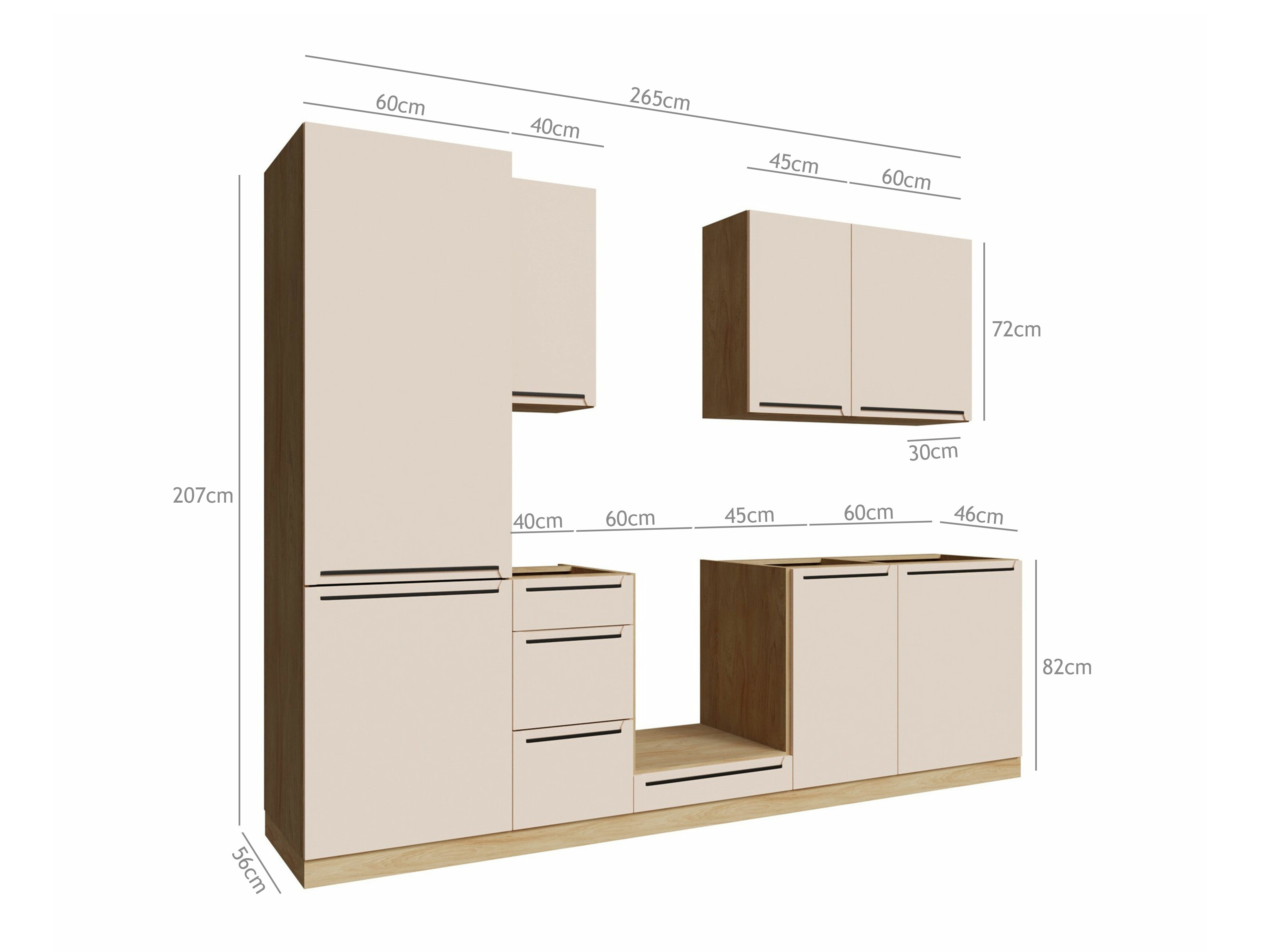 Moduļu virtuves komplekts Riso Beige 169