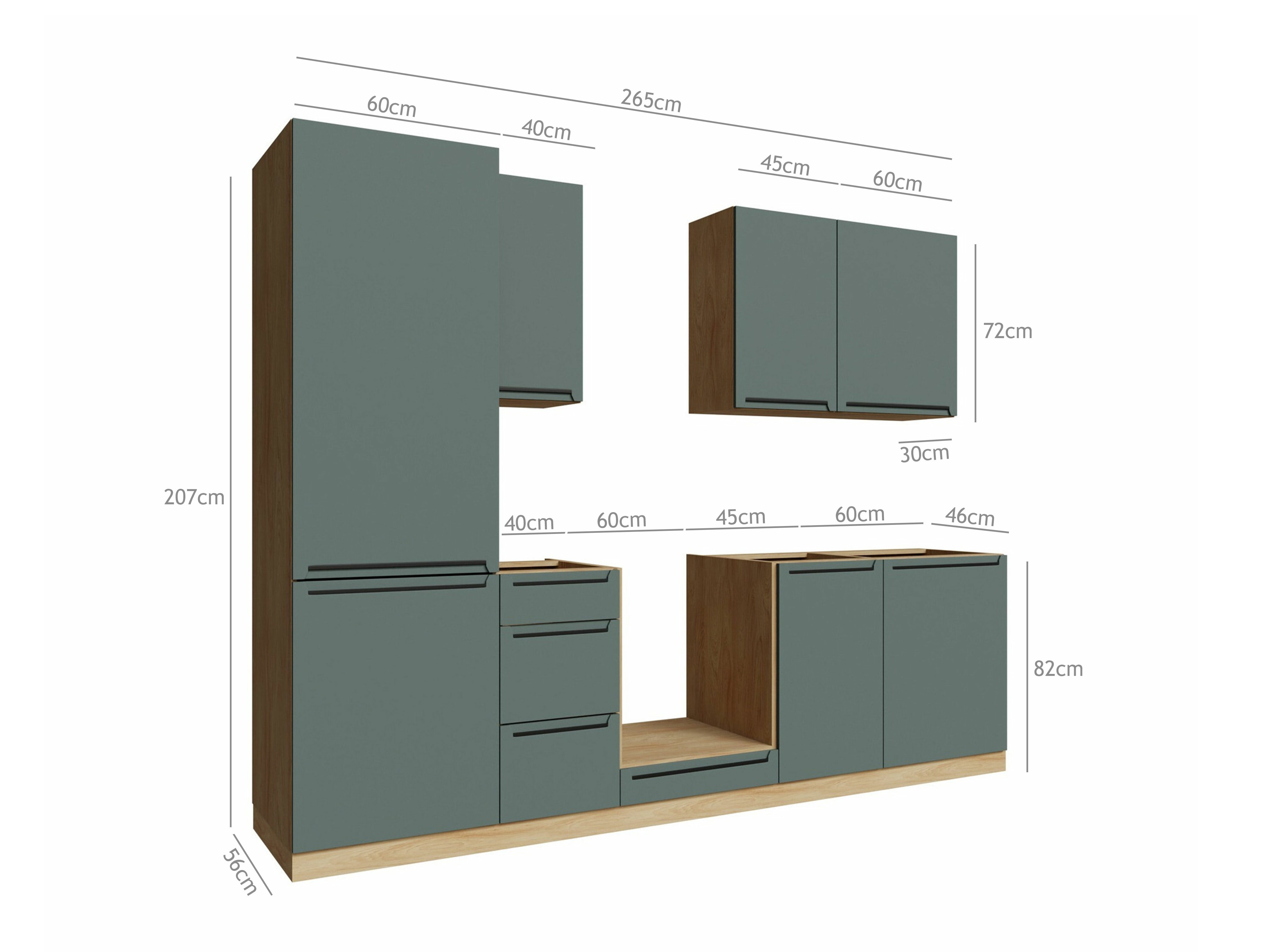 Moduļu virtuves komplekts Riso Green 168