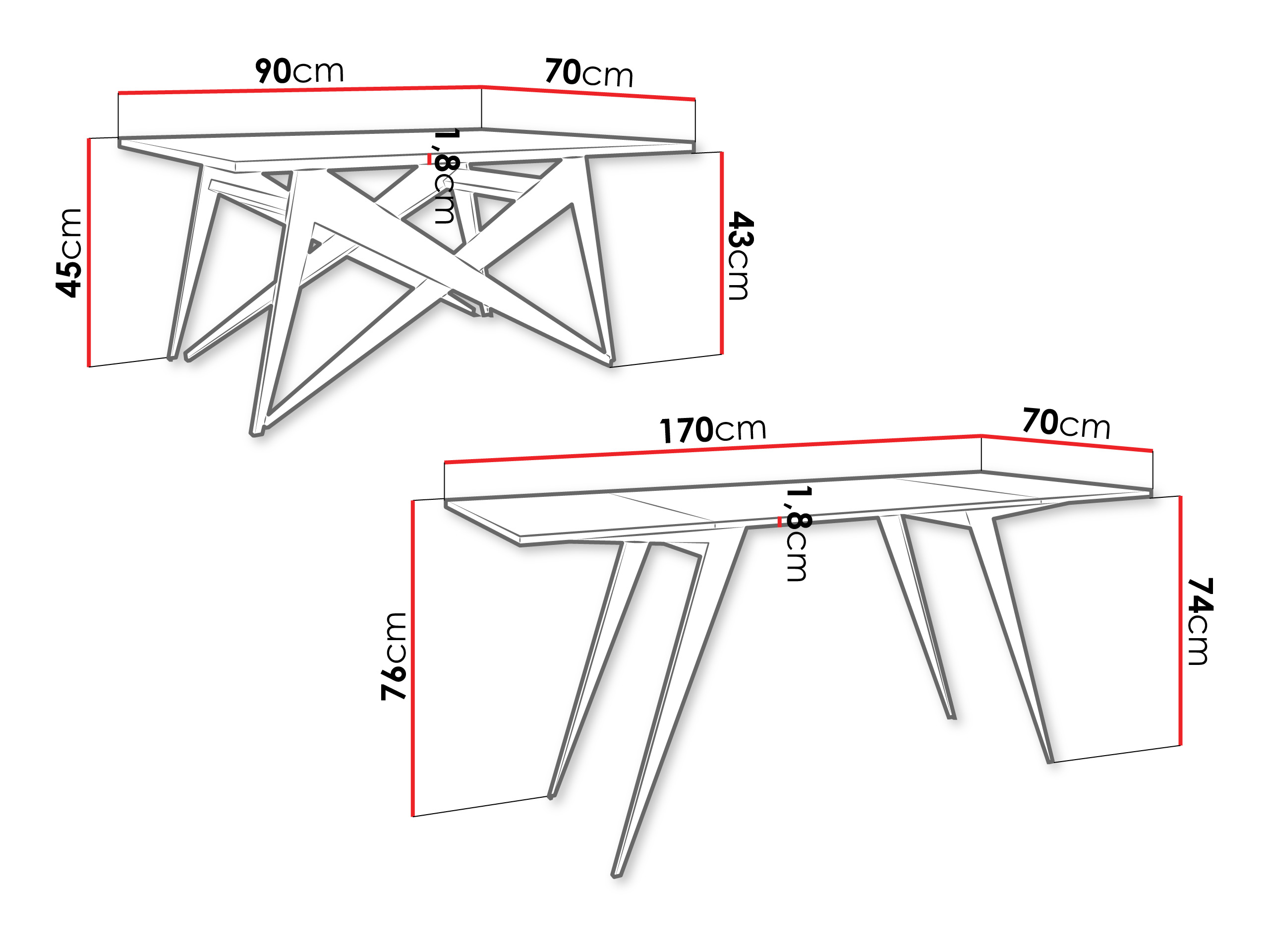 Žurnālu galdiņš transformeris Oswego 150 (Balts + Melns)