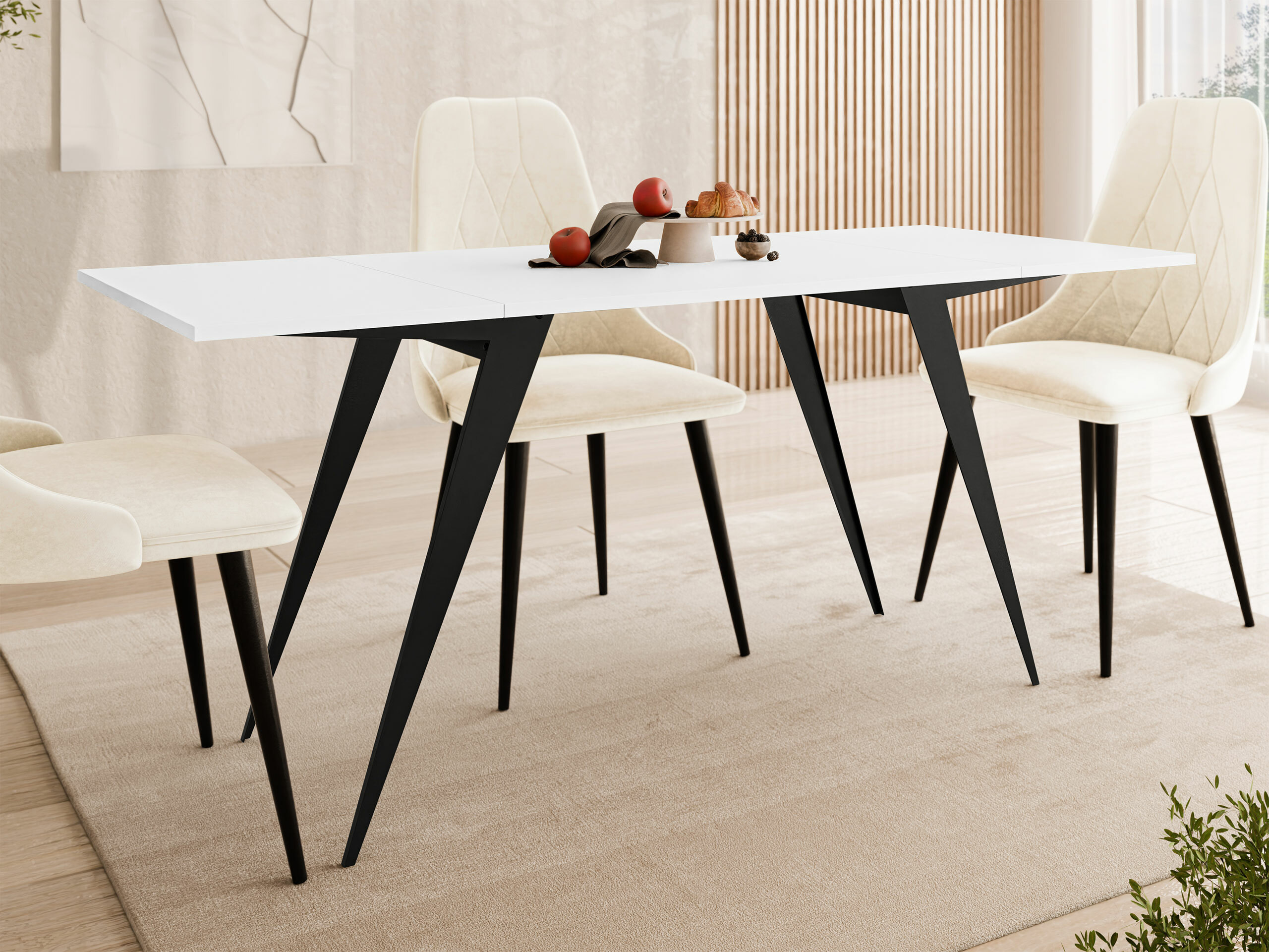 Žurnālu galdiņš transformeris Oswego 150 (Balts + Melns)