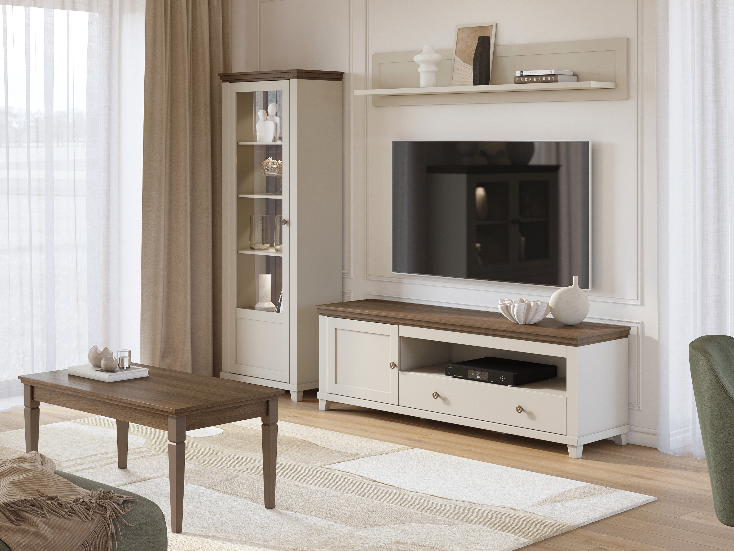 Стеллаж Tolnue 101 (Светло-бежевый + Дуб)