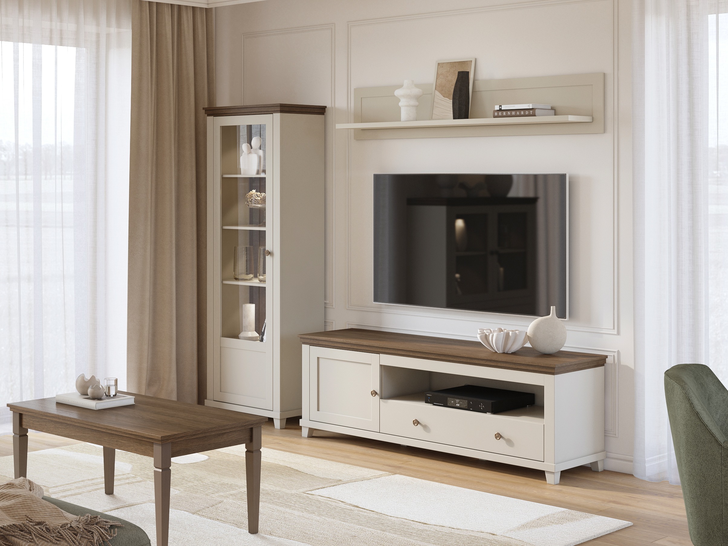 Стеллаж Tolnue 101 (Светло-бежевый + Дуб)