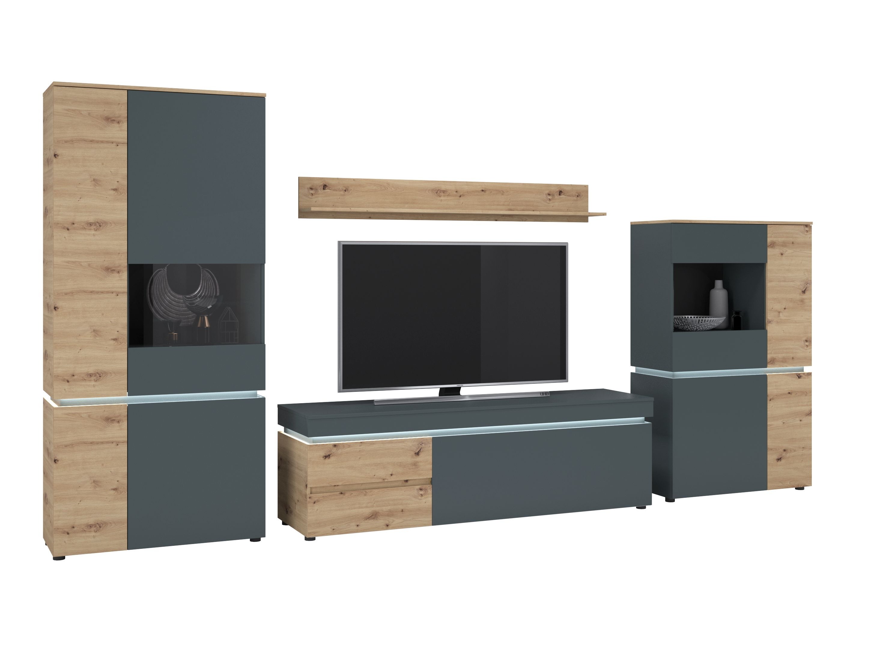 Viesistabas komplekts Ontario 176 (Artisan ozols + Pelēks)