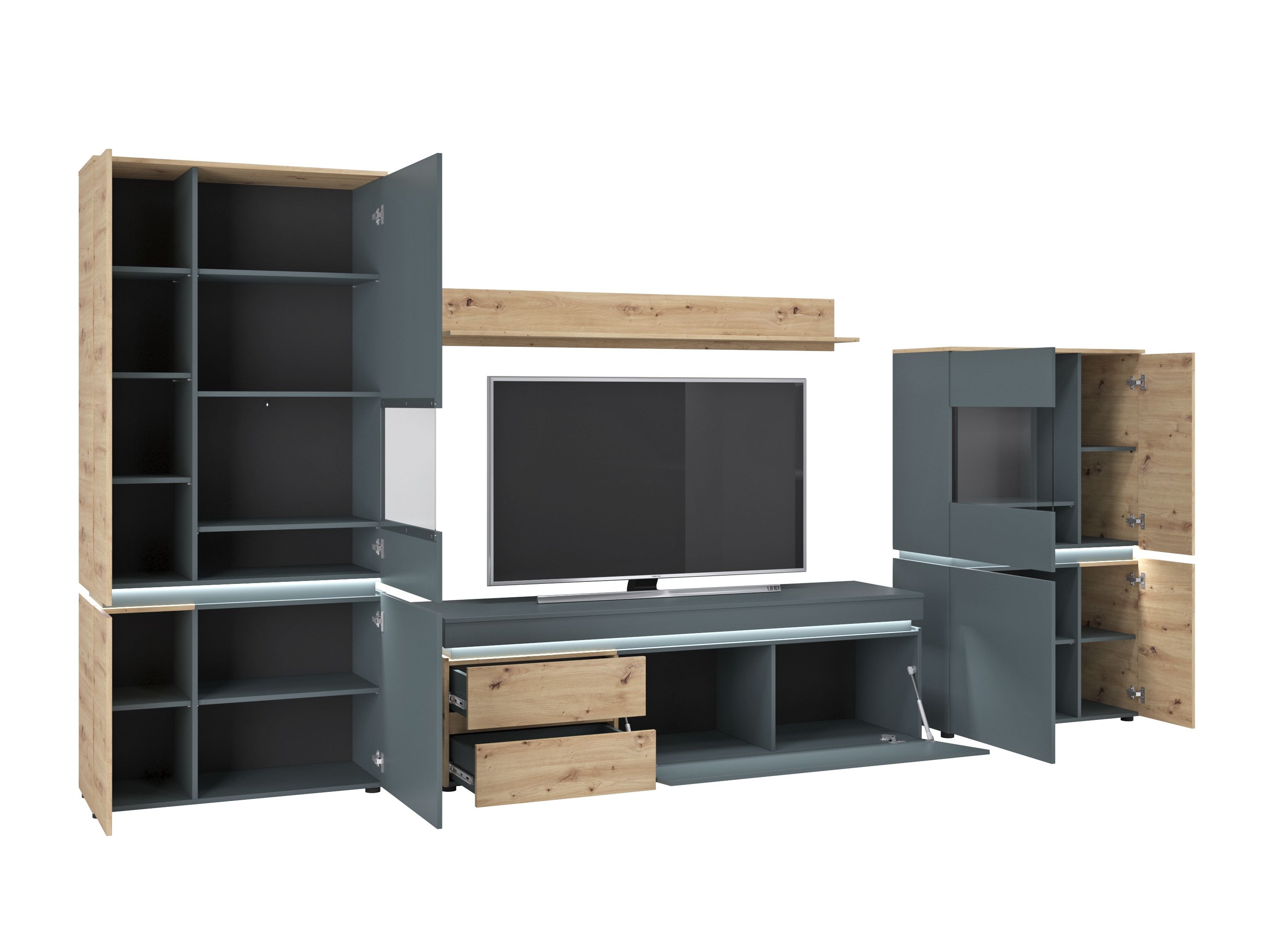 Viesistabas komplekts Ontario 176 (Artisan ozols + Pelēks)