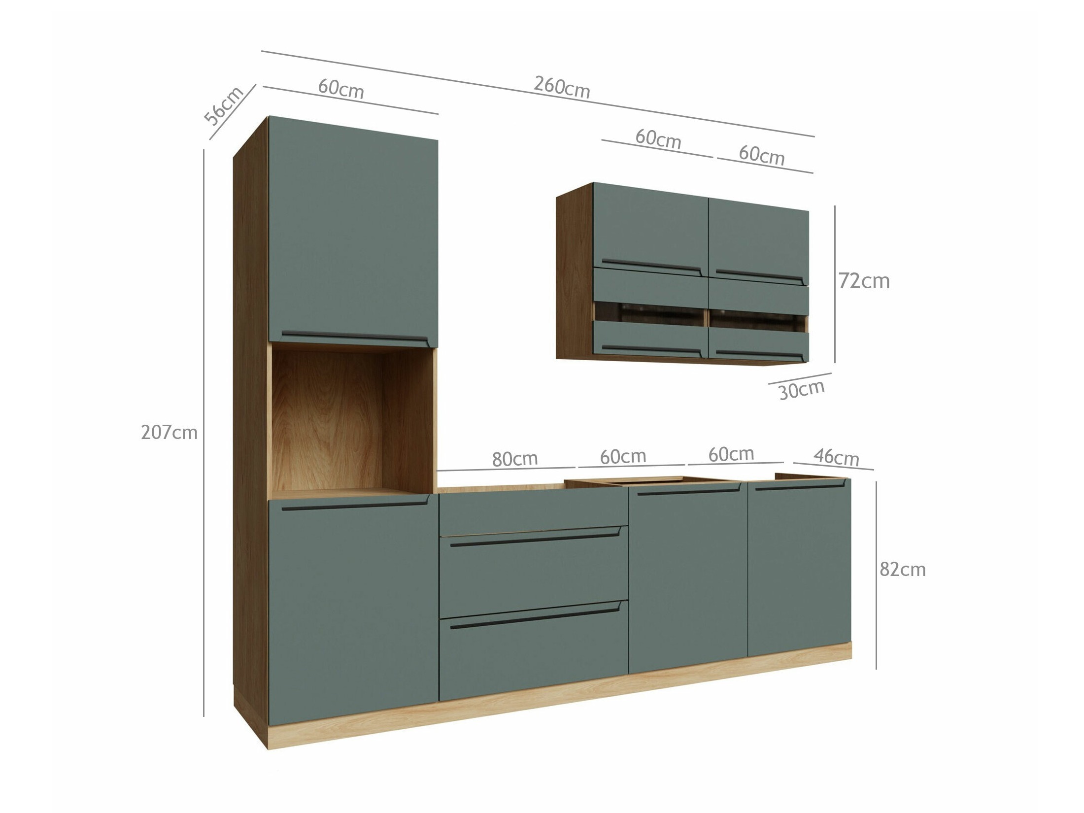 Moduļu virtuves komplekts Riso Green 170