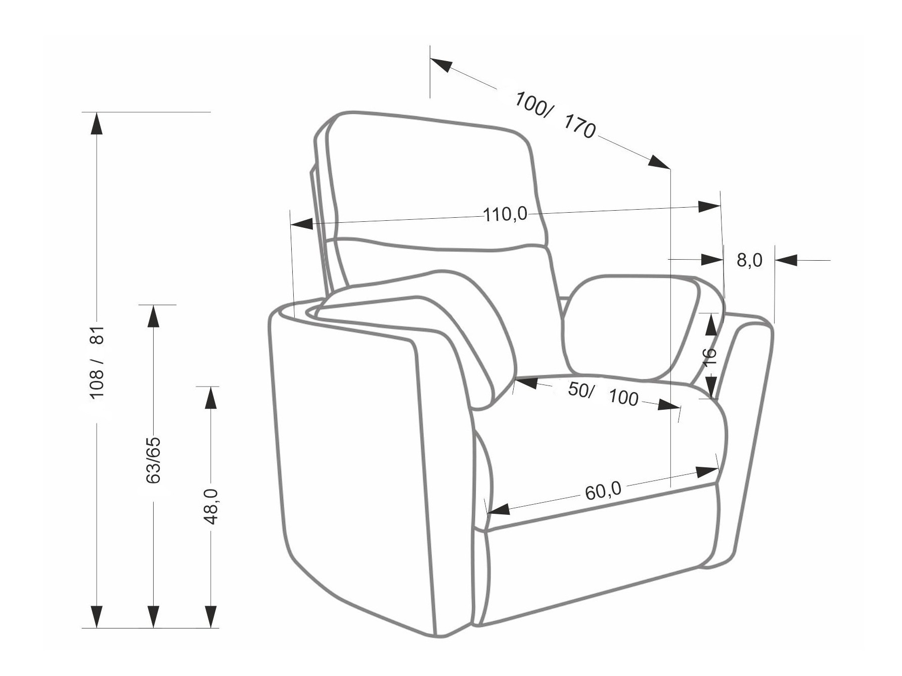Krēsls reglainer Houston 2079 (Gaiša piparmētra)