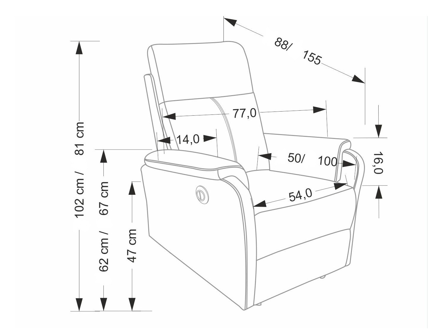 Krēsls reglainer Houston 2081 (Pelēks)