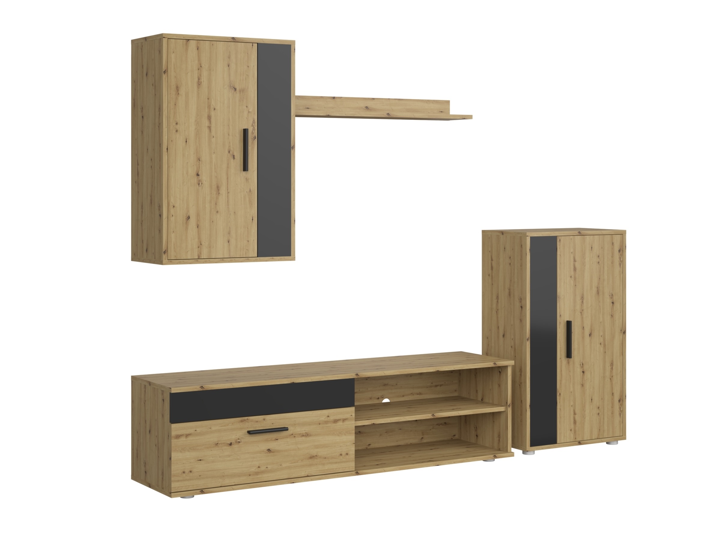 Viesistabas komplekts Houston 2087 (Melns + Artisan ozols)