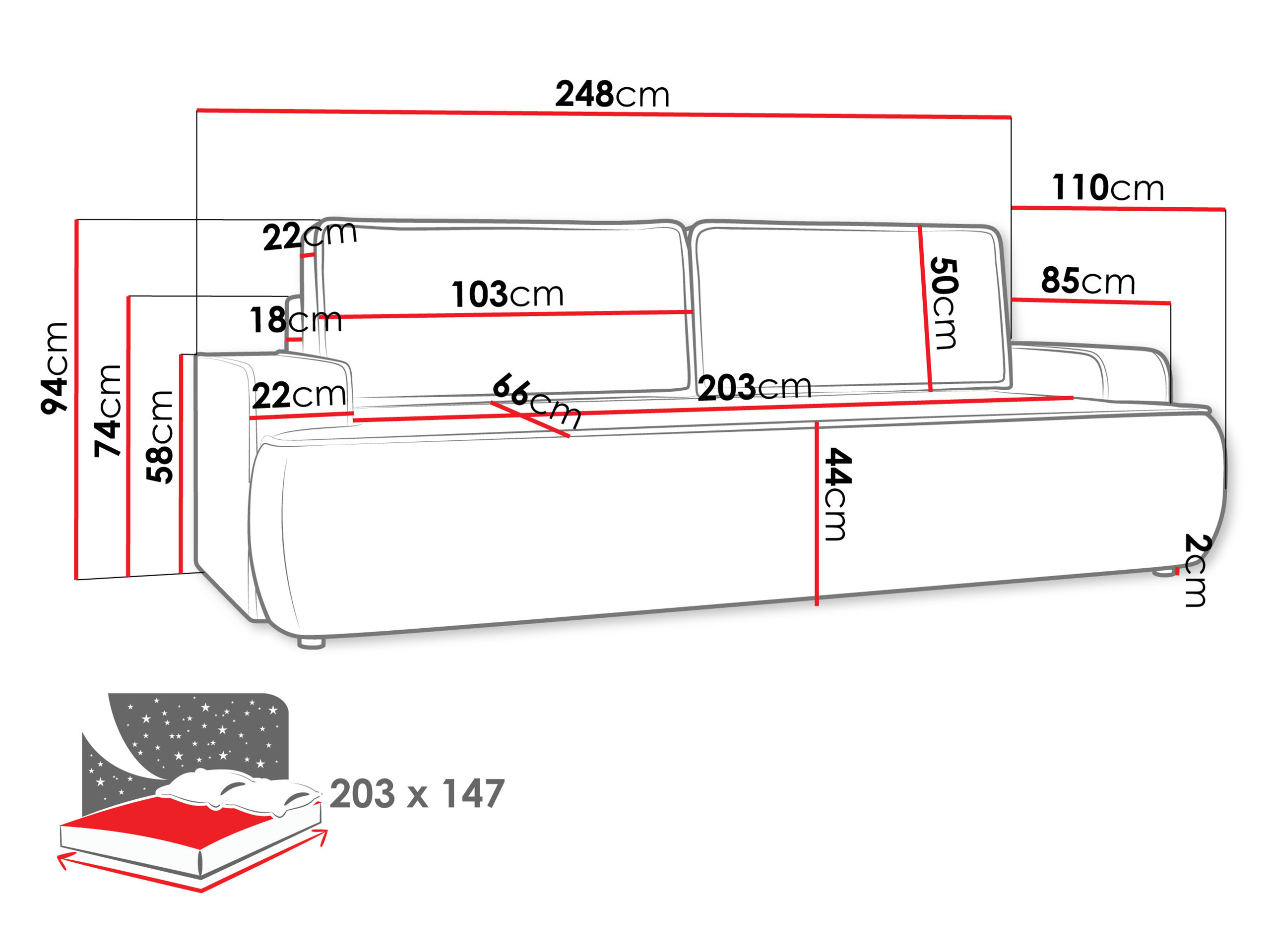 Dīvāns gulta Bountiful 103 (Velo 635)
