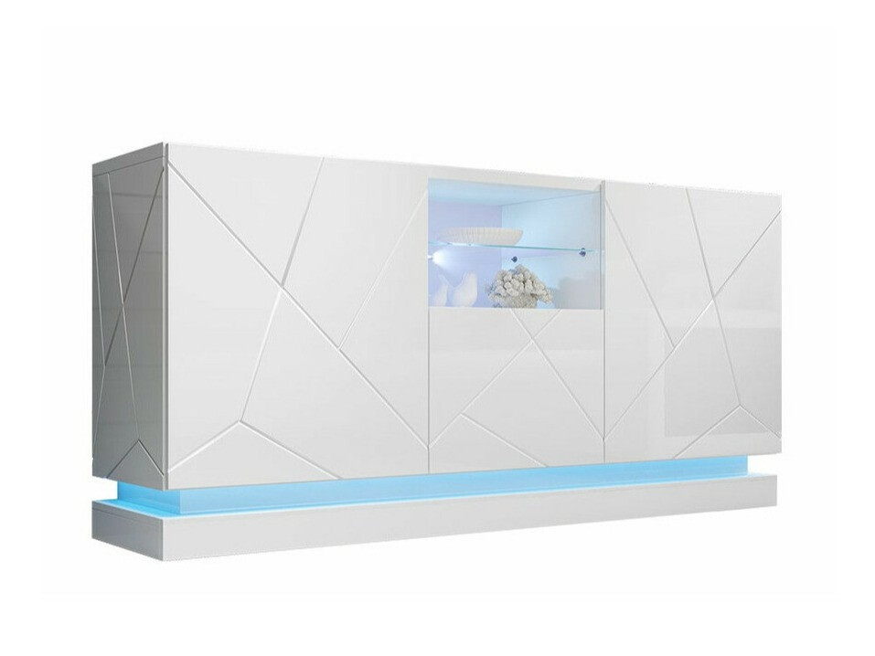 Skapis Charlotte 186 (Balts + Glancēts balts)