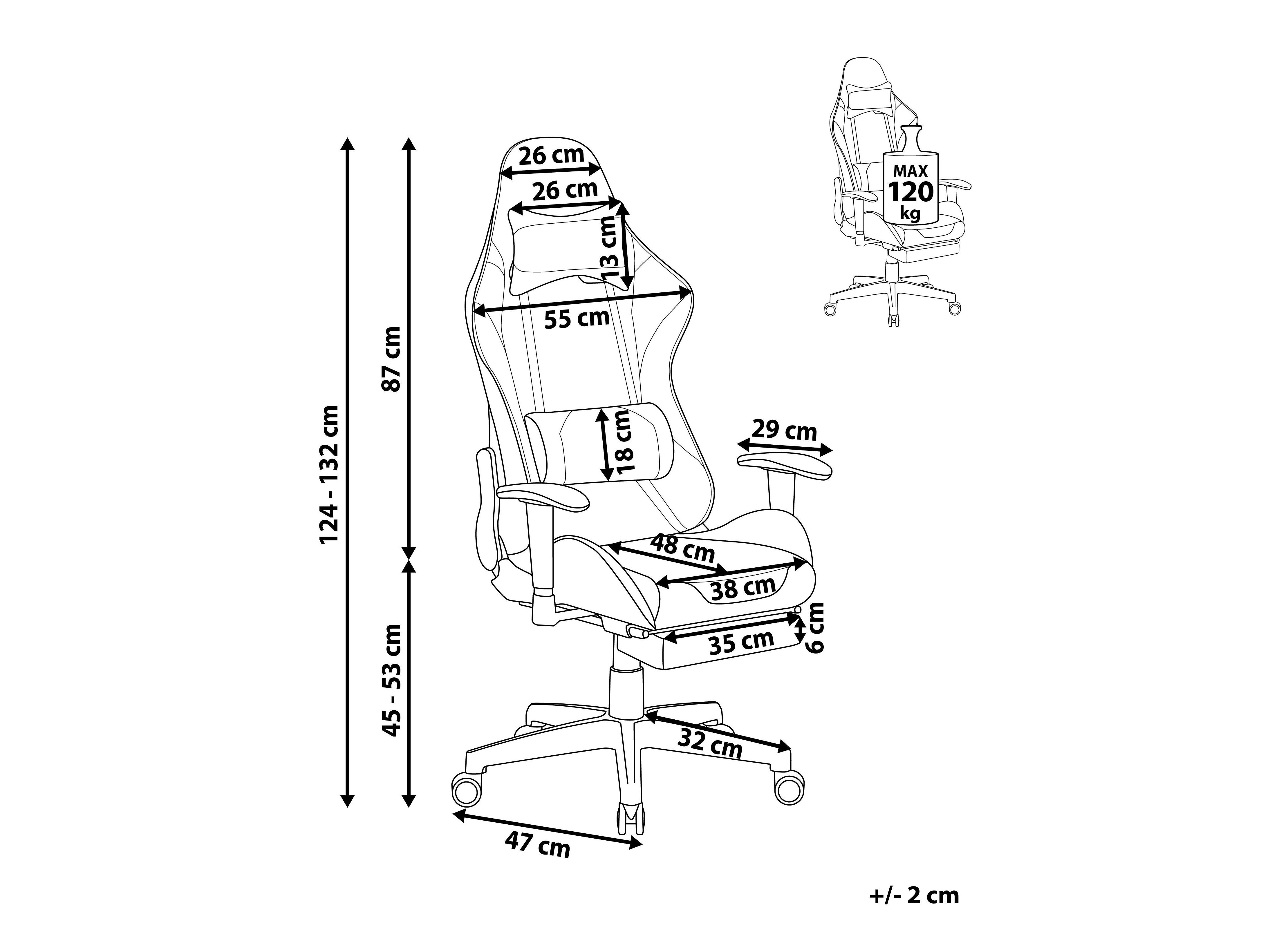 Spēļu krēsls Berwyn 183 (Melns + Pelēks)