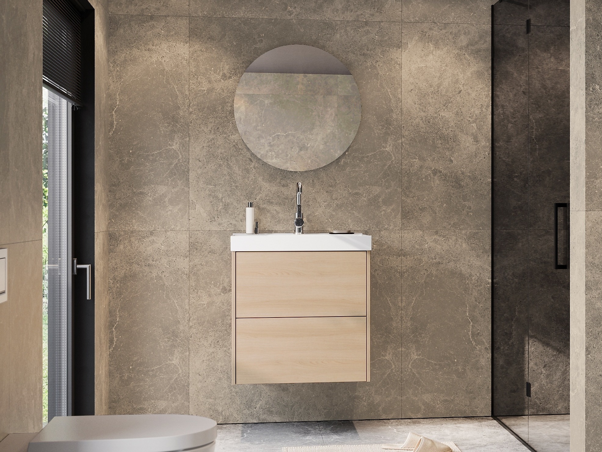 Piekarams vannas istabas skapītis izlietnei Sacramento 524 (Ozols)