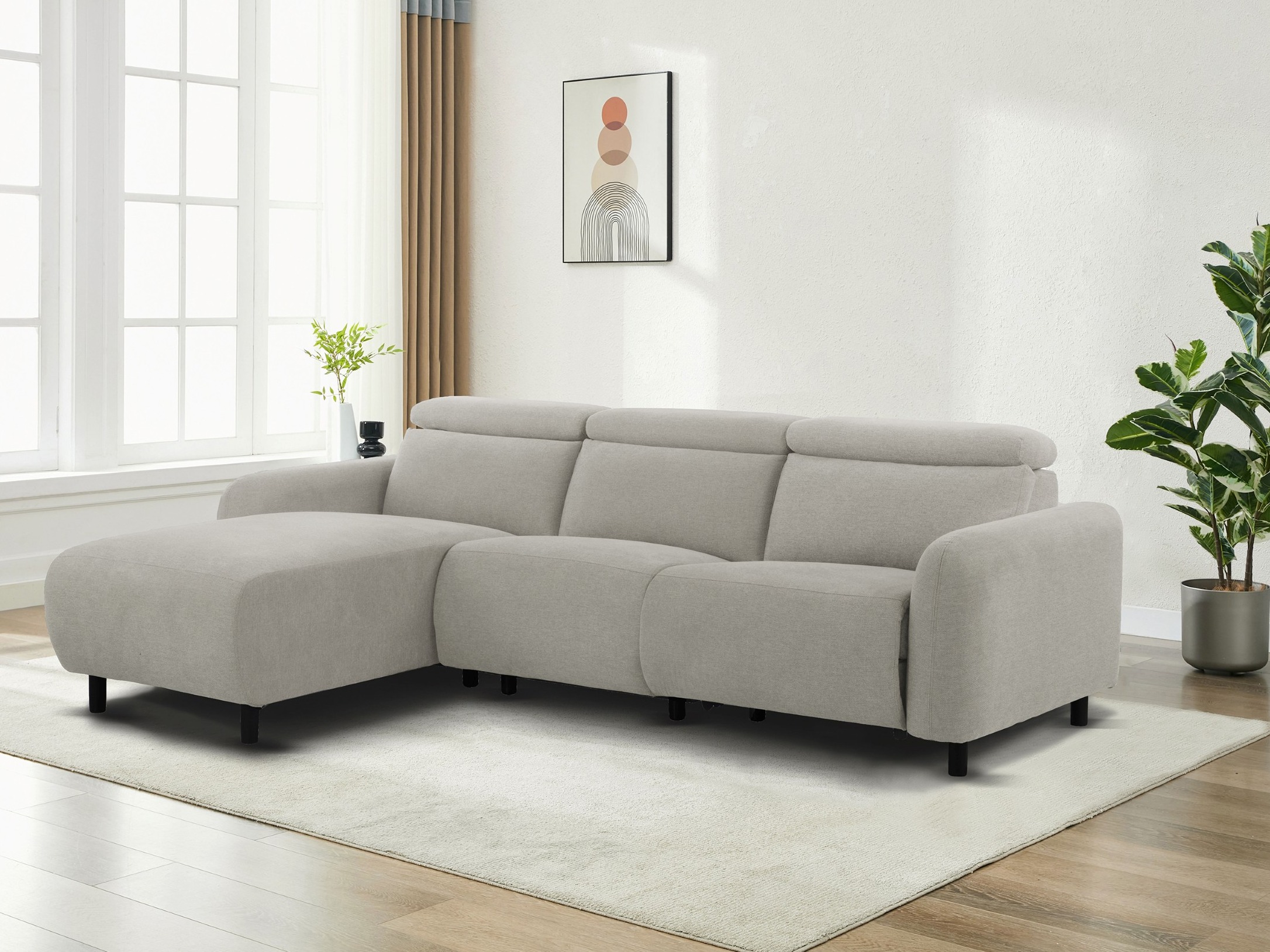 Stūra dīvāns reglaineris Denton 1509 (Gaiši pelēks)