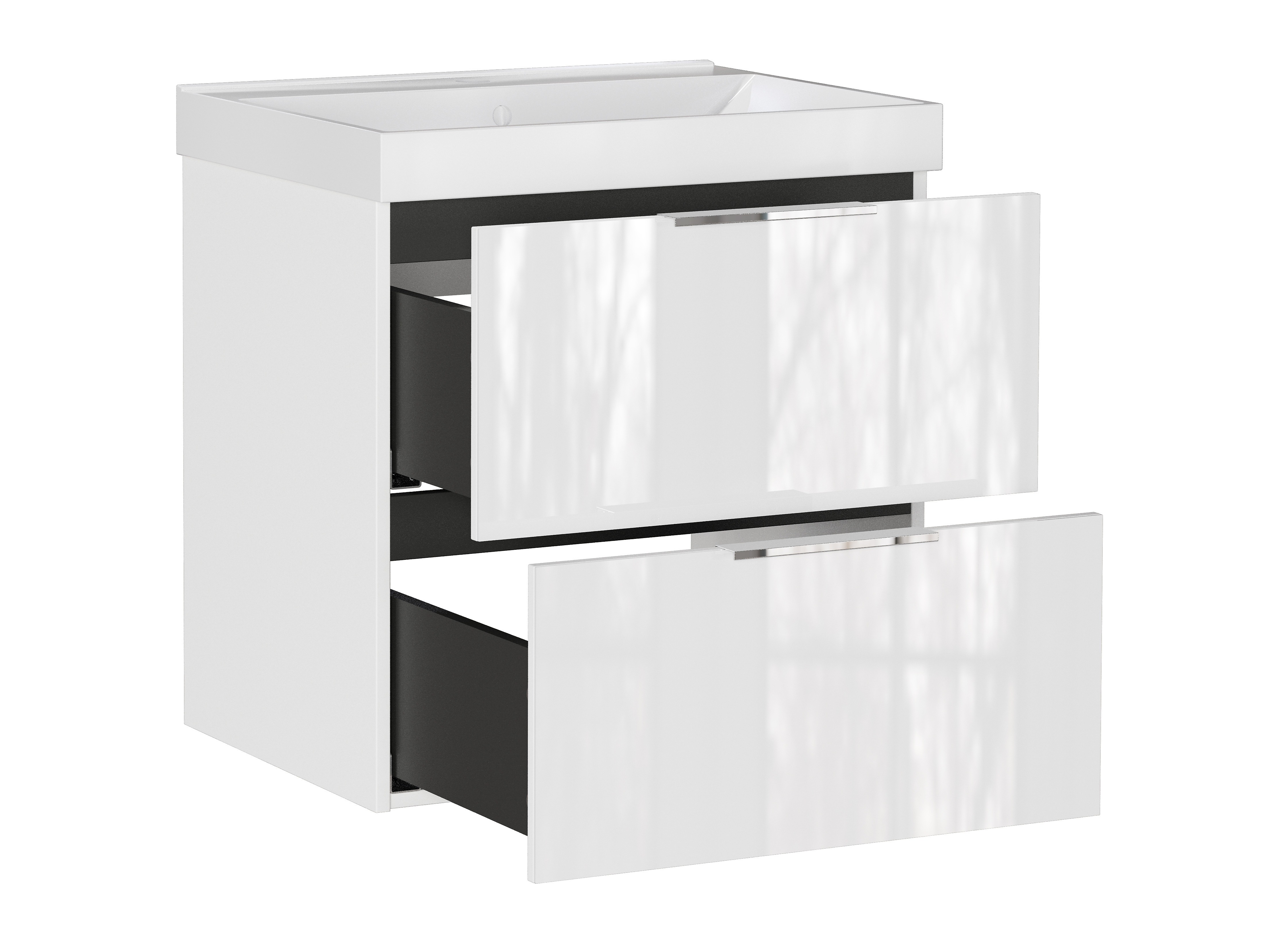 Piekarams vannas istabas skapītis izlietnei Sacramento 527 (Glancēts balts)