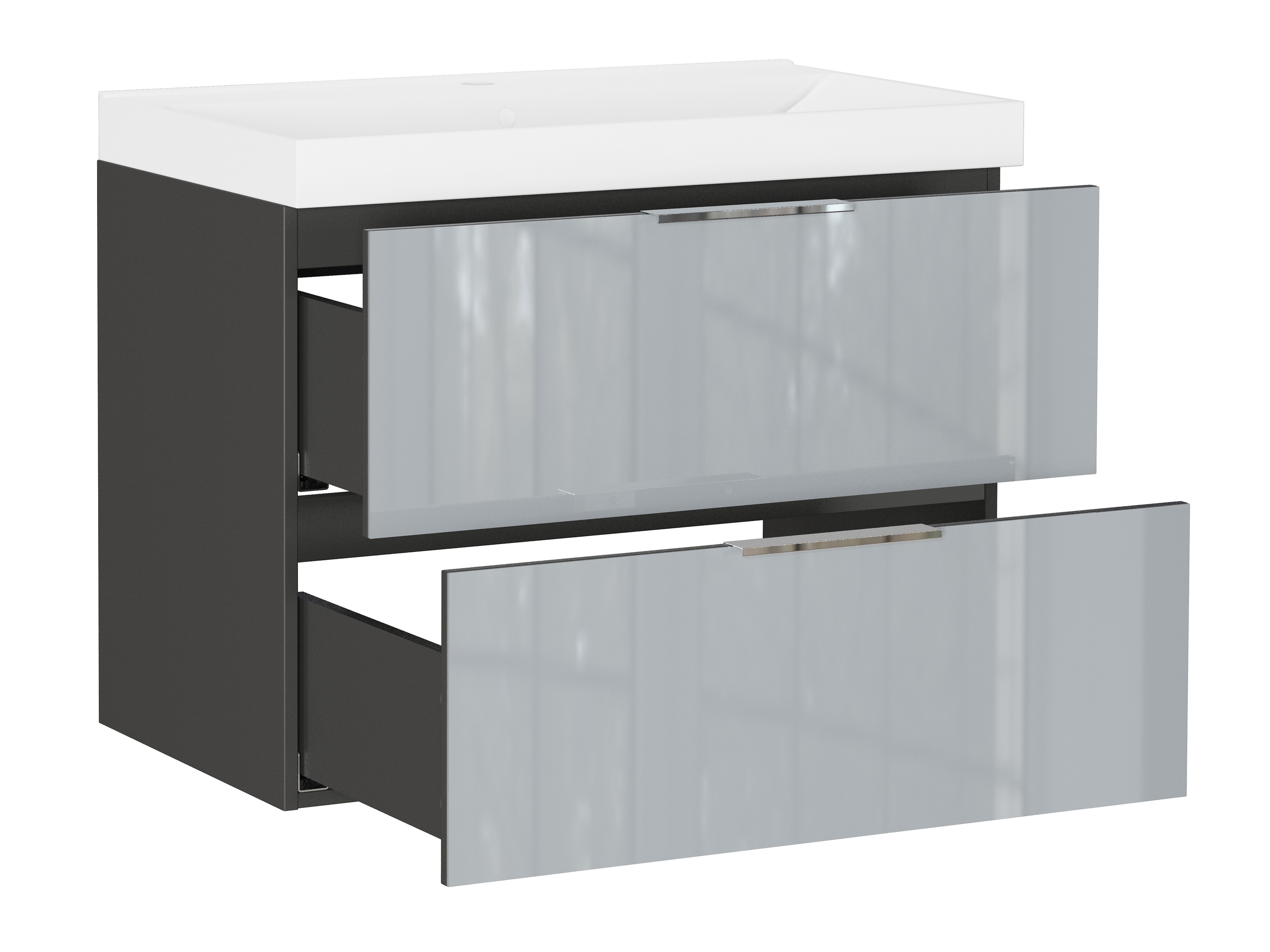 Piekarams vannas istabas skapītis izlietnei Sacramento 528 (Glancēts pelēks)