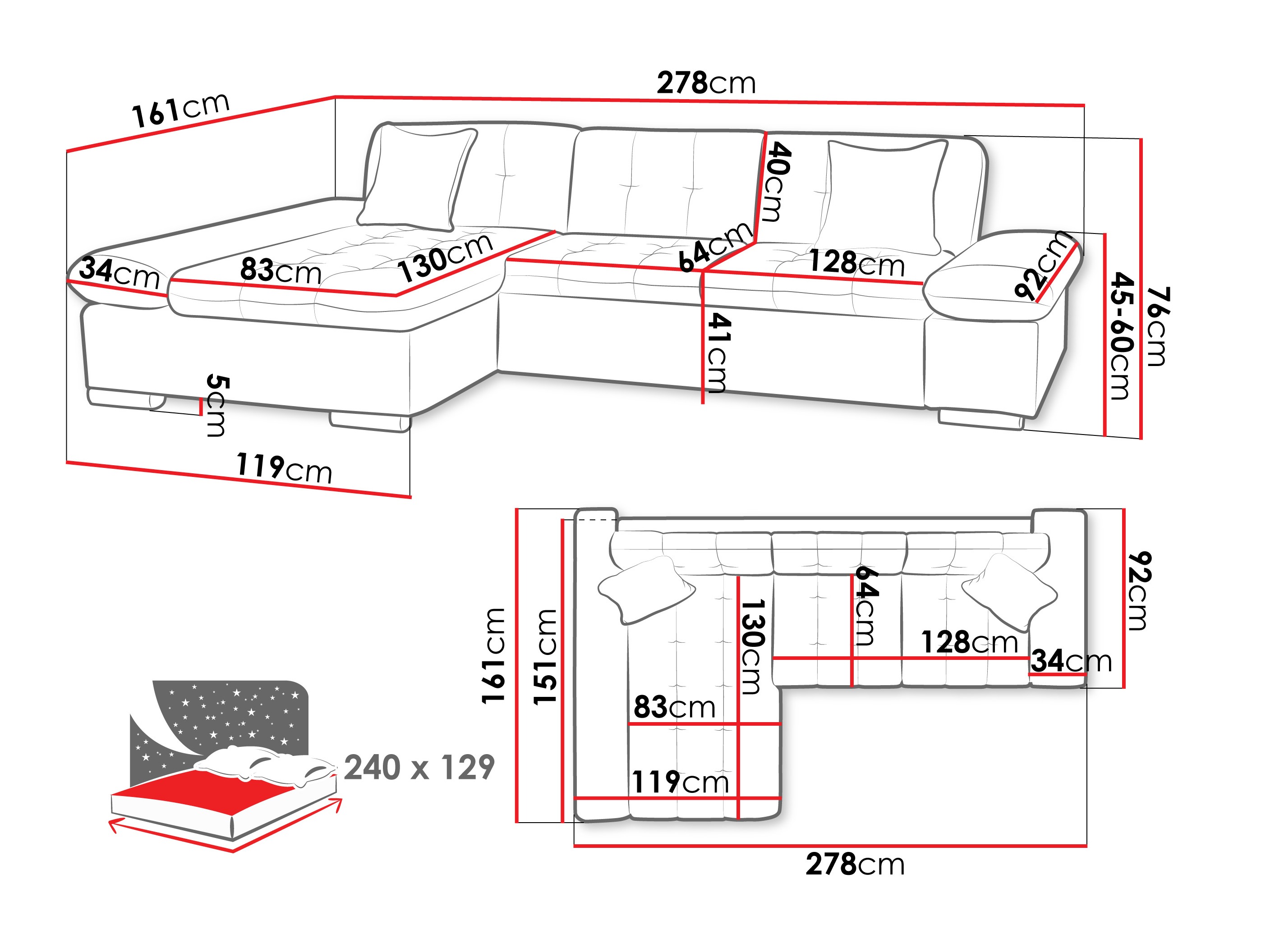 Stūra dīvāns Comfivo Sanitas II (Maya 07 + Maya 02)