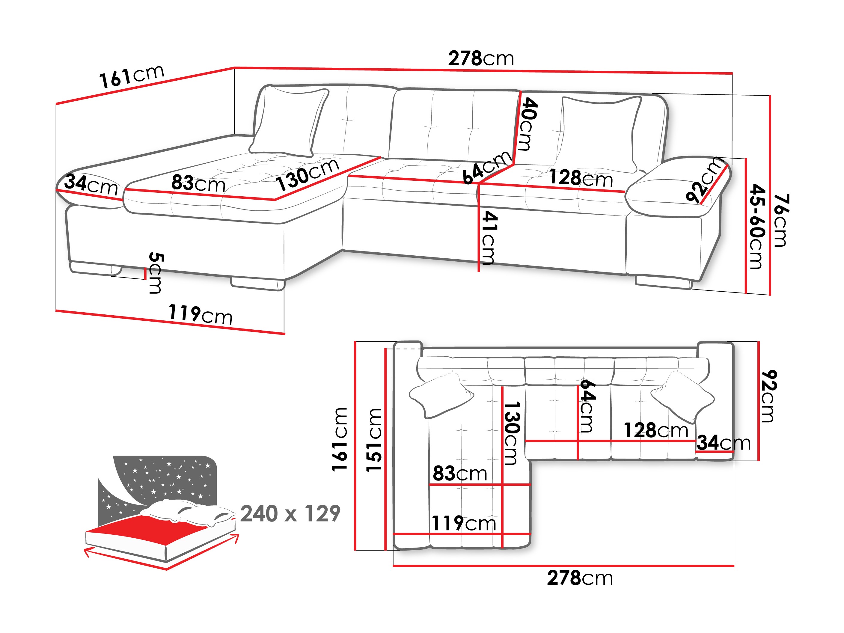 Stūra dīvāns Comfivo Sanitas II (Maya 09 + Maya 20)