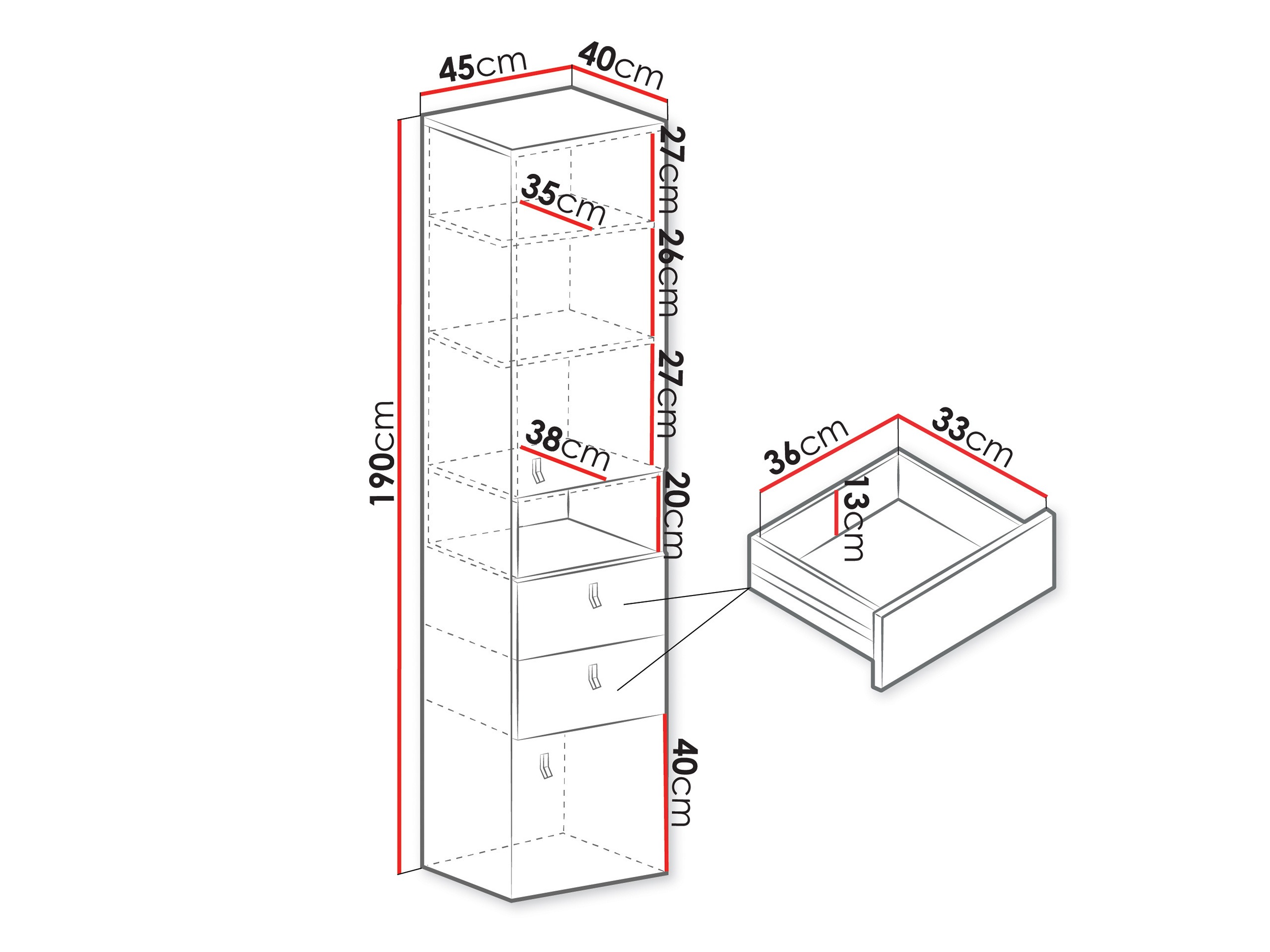 Plaukts Camteso 102 (Balts + Ozols + Tirkīzs)
