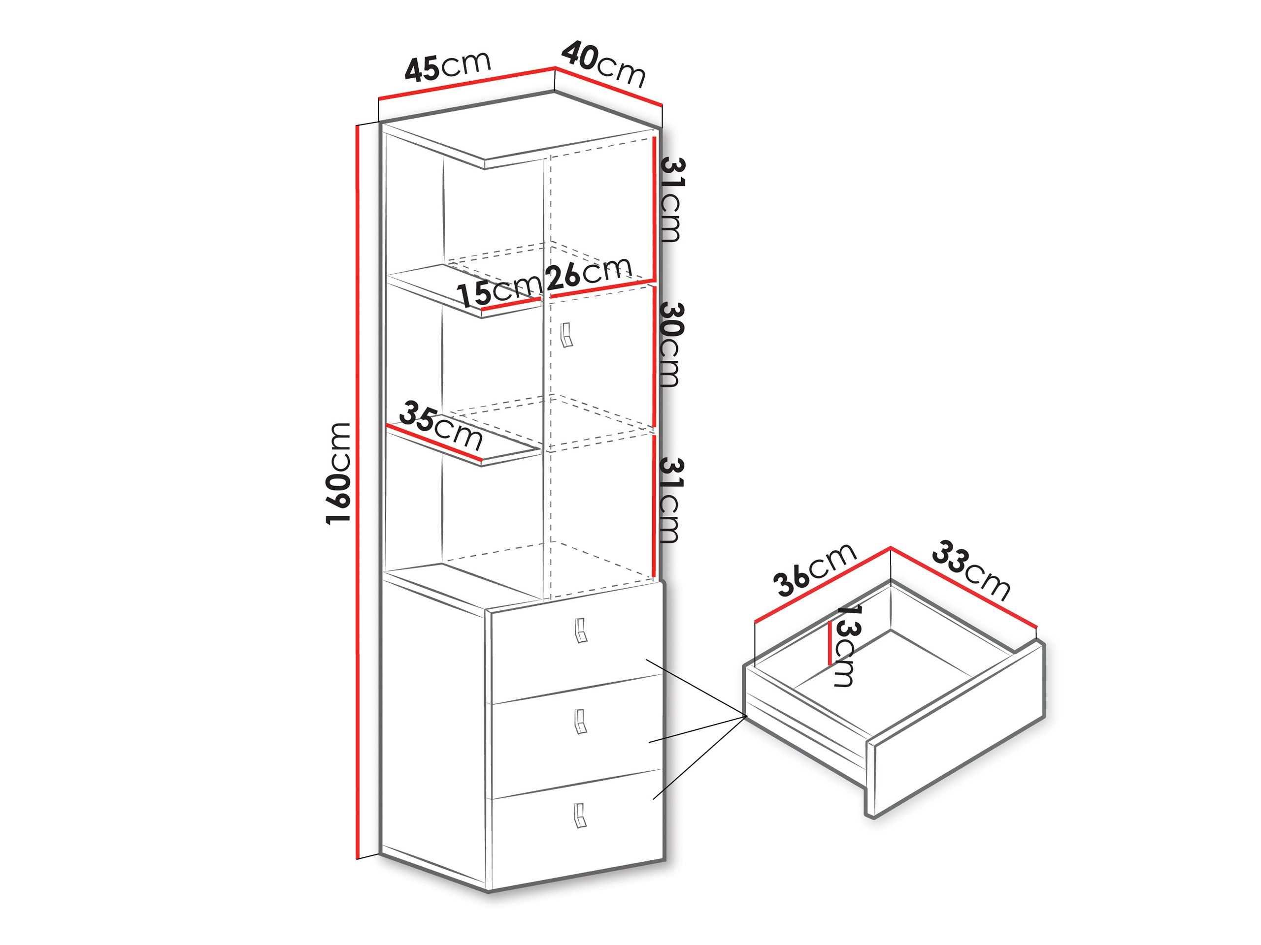 Plaukts Camteso 105 (Balts + Ozols + Tirkīzs)