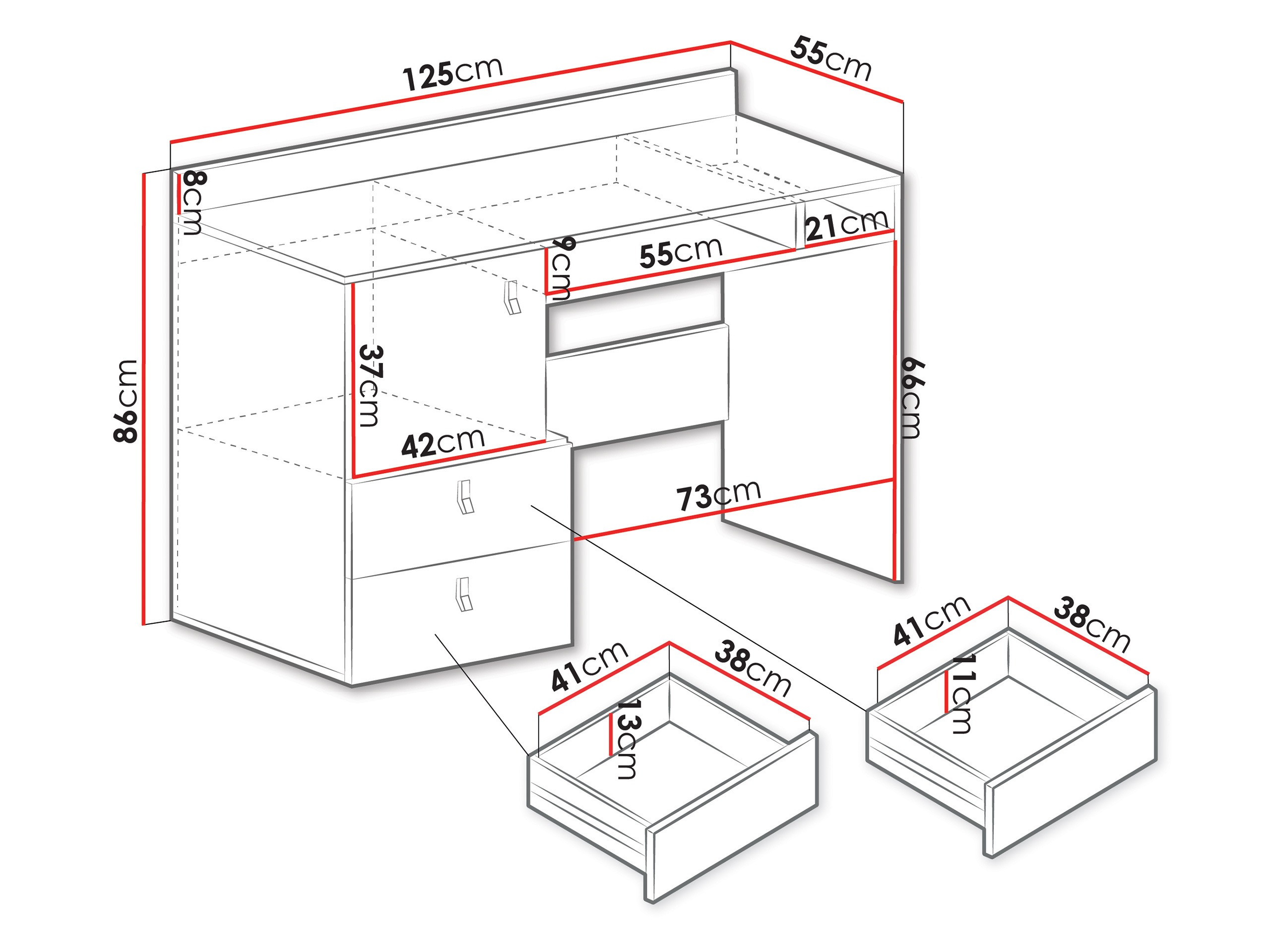 Rakstāmgalds Camteso 107 (Balts + Ozols + Tirkīzs)