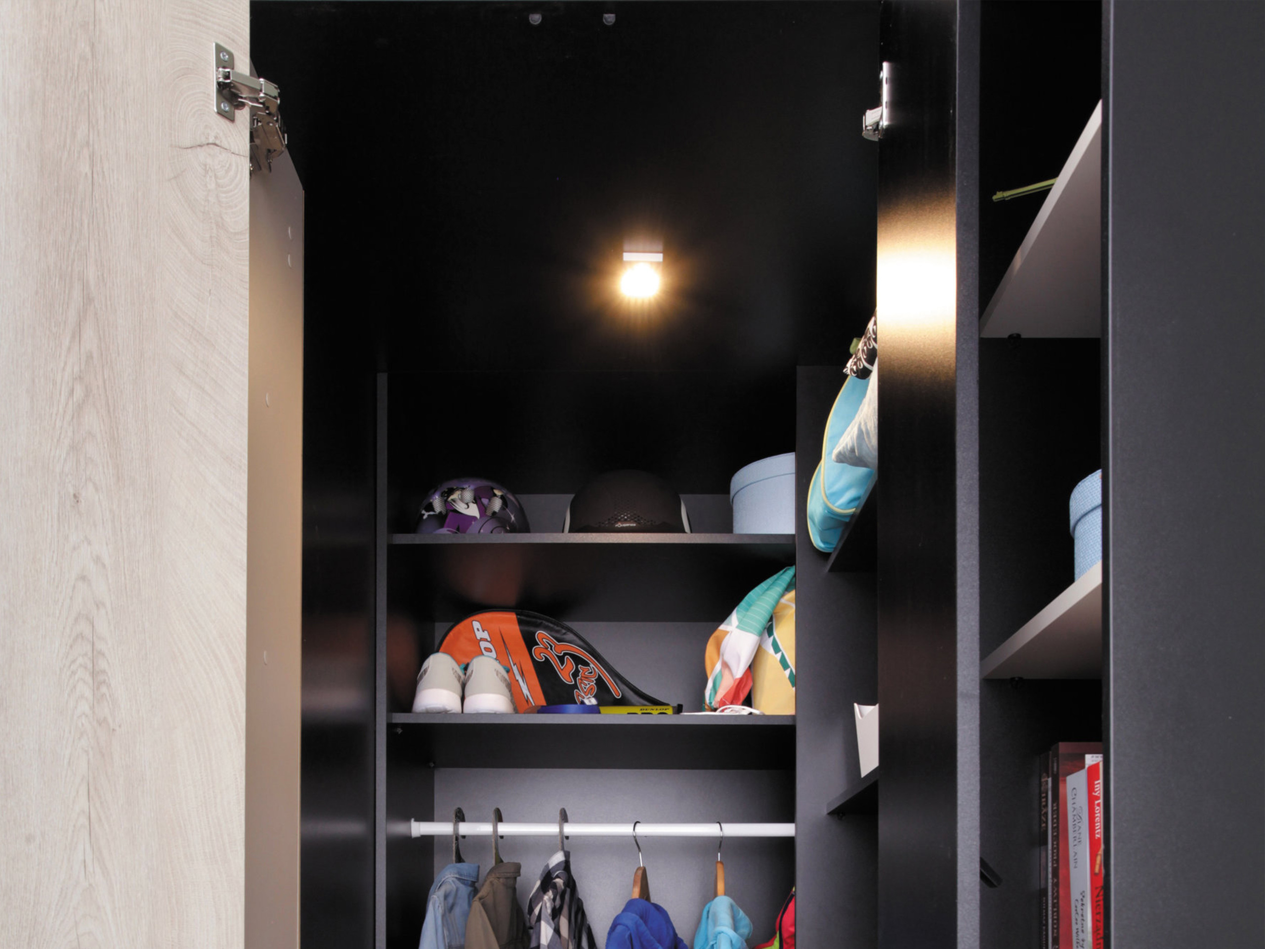 Stūra skapis Camteso 113 (Balts + Ozols + Tirkīzs)