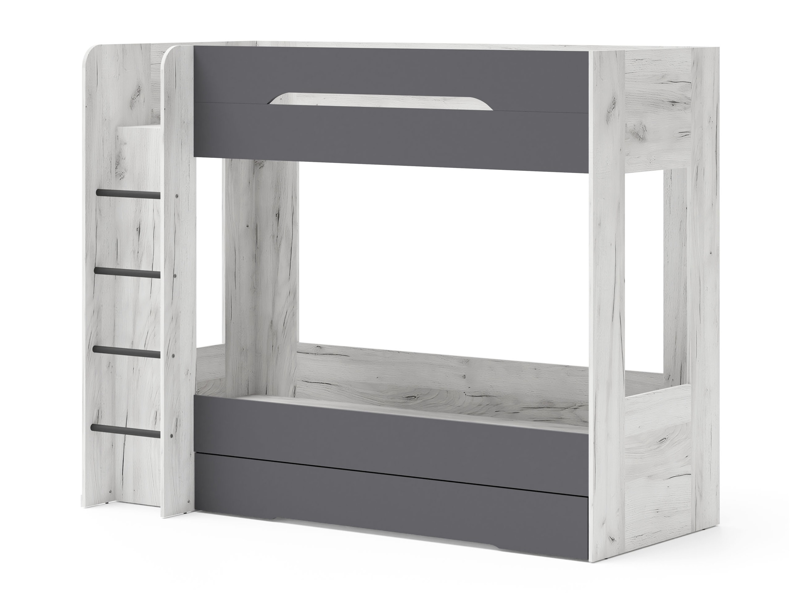 Divstāvu gulta Elitenu 103 (Amatniecības balts + Grafīts)