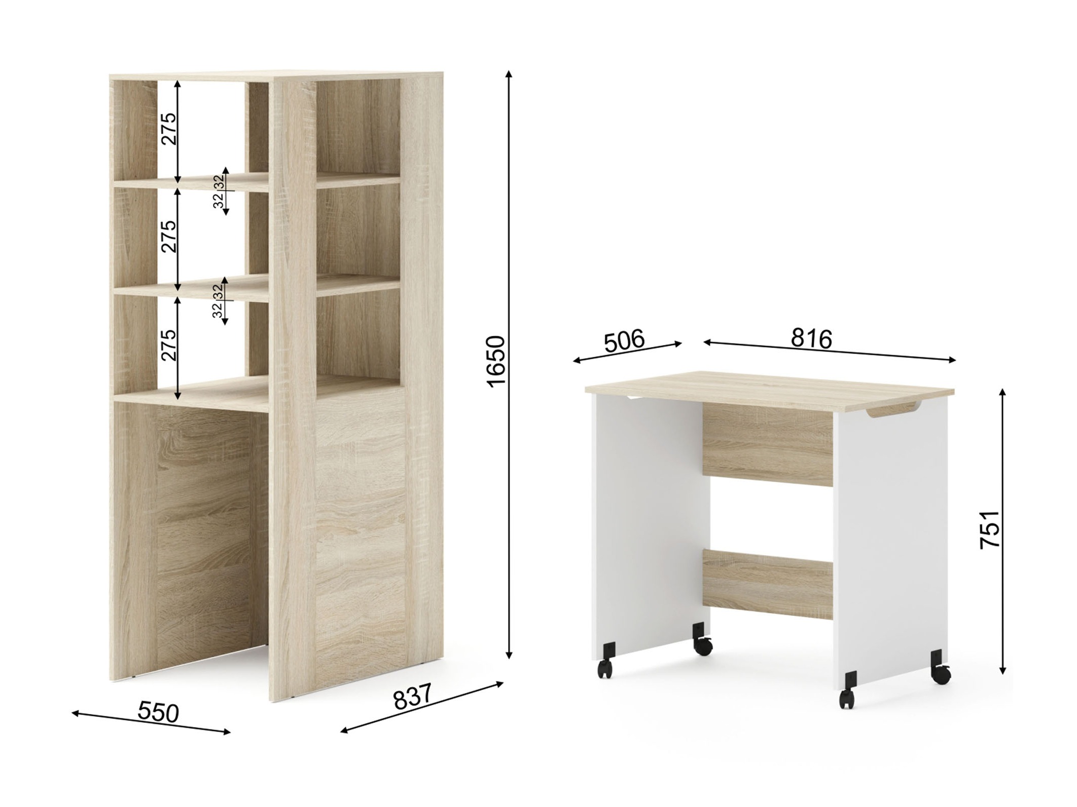 Rakstāmgalds Elitenu 100 (Sonomas ozols + Balts)