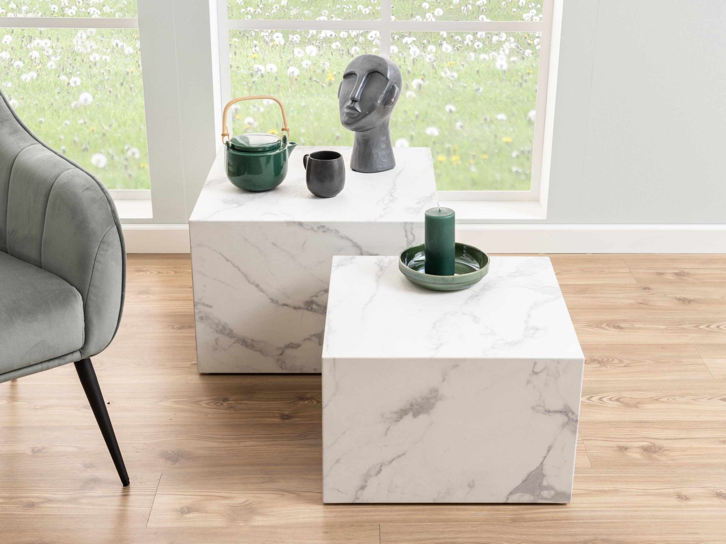 Žurnālu galdiņu komplekts Norsica 603 (Balts marmors)