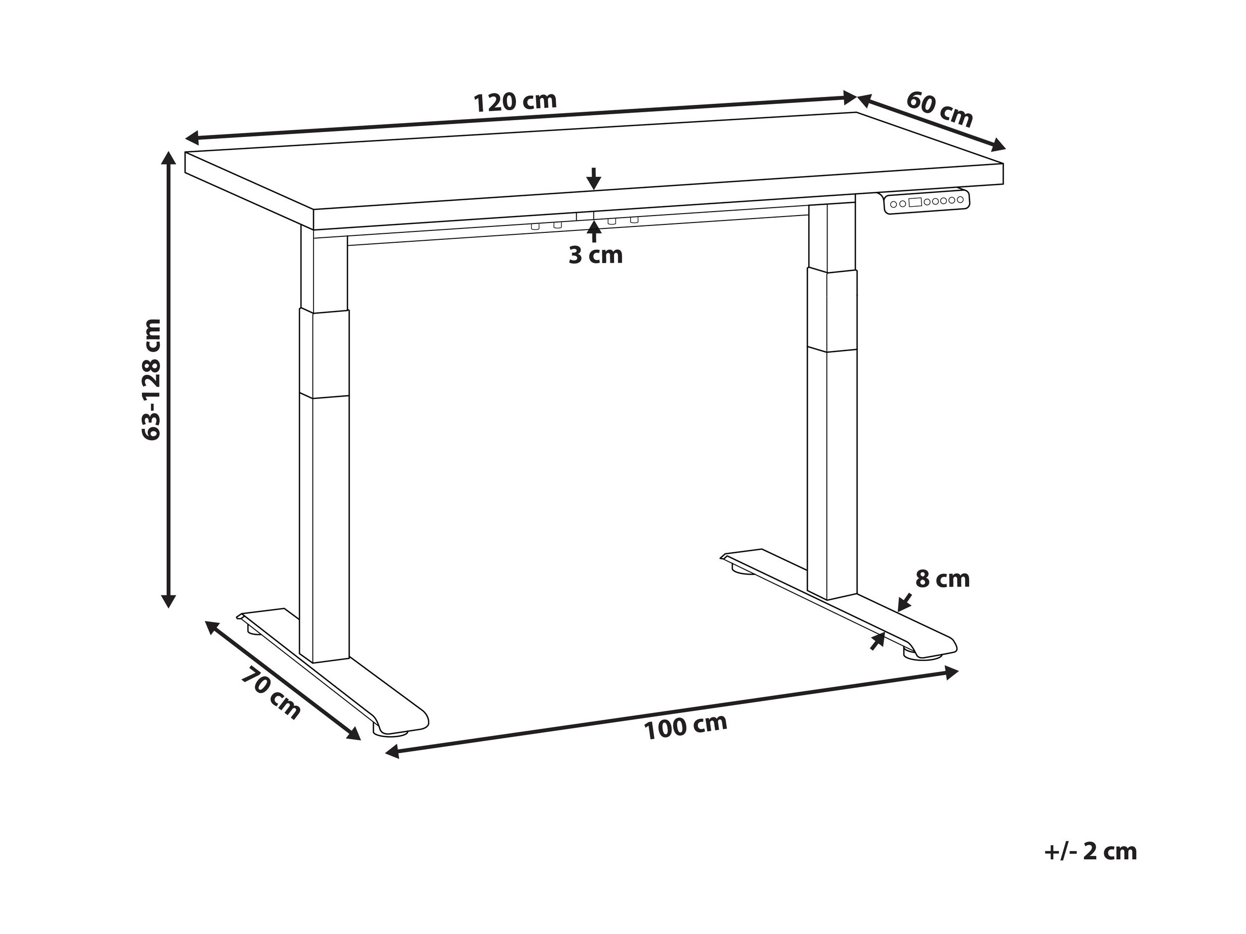 Rakstāmgalds ar regulējamu augstumu Berwyn 2863 (Gaišs koks + Balts)