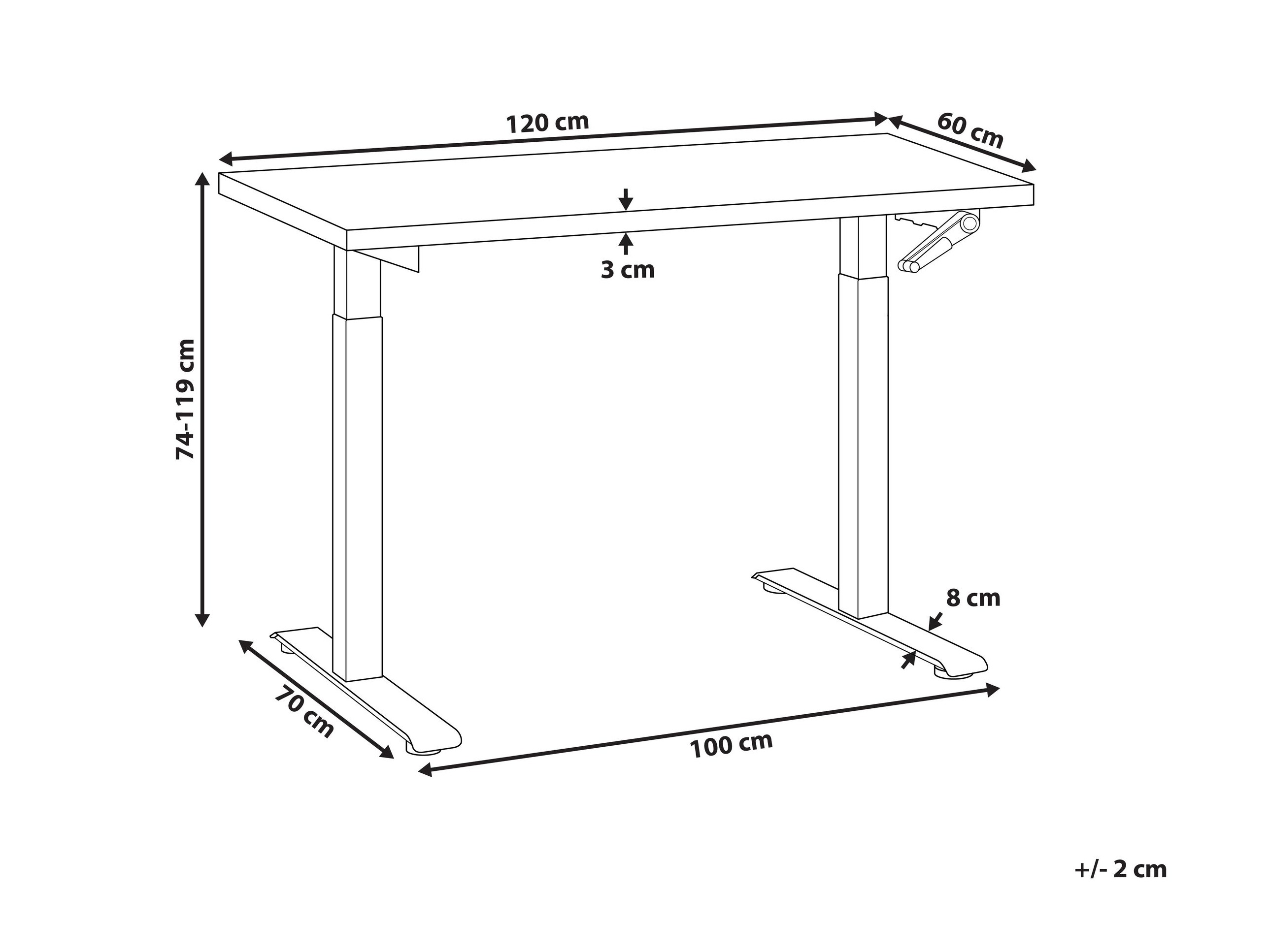 Rakstāmgalds ar regulējamu augstumu Berwyn 2864 (Gaišs koks + Melns)