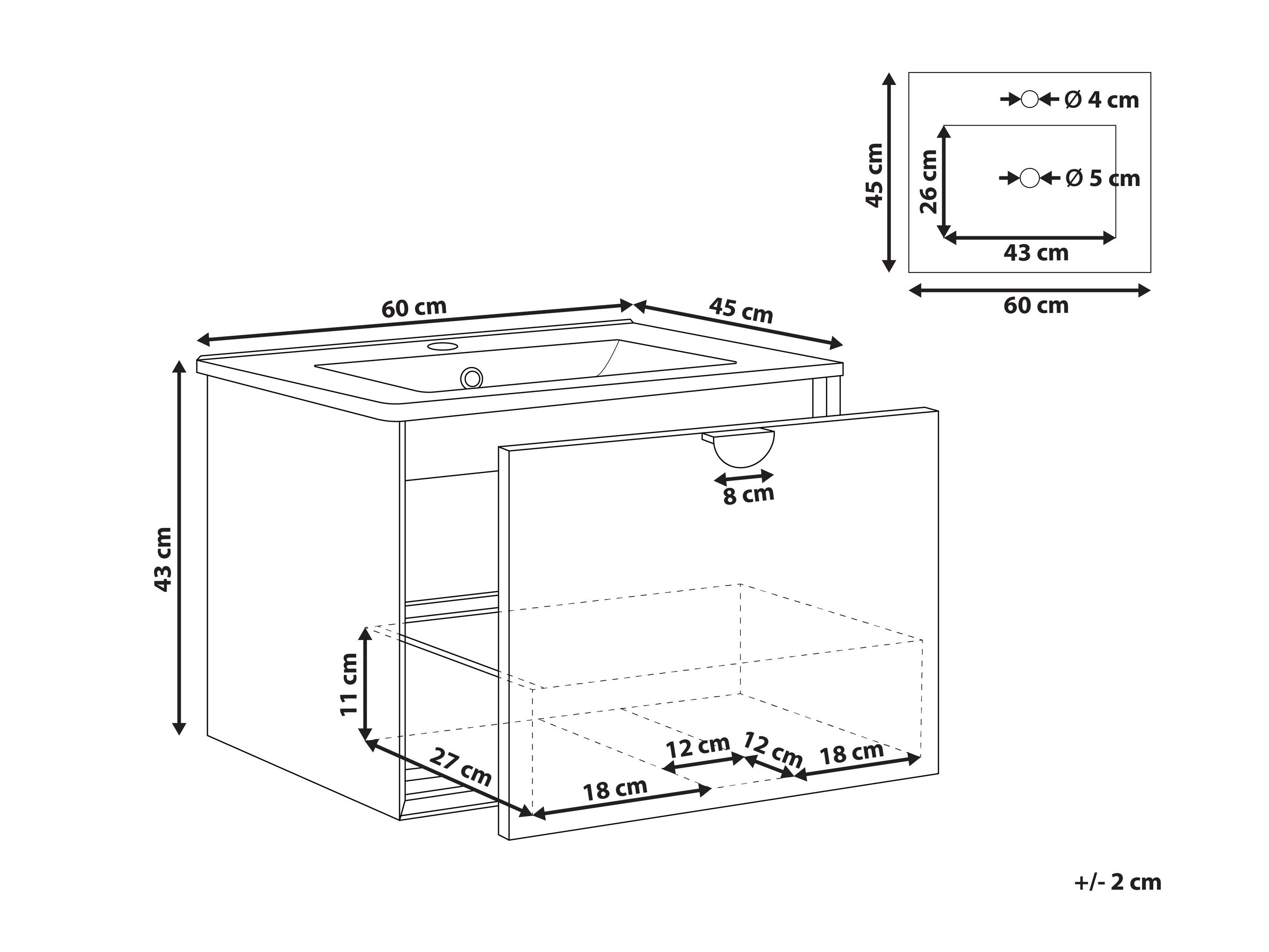 Piekarams vannas istabas skapītis izlietnei Berwyn 2870 (Balts)