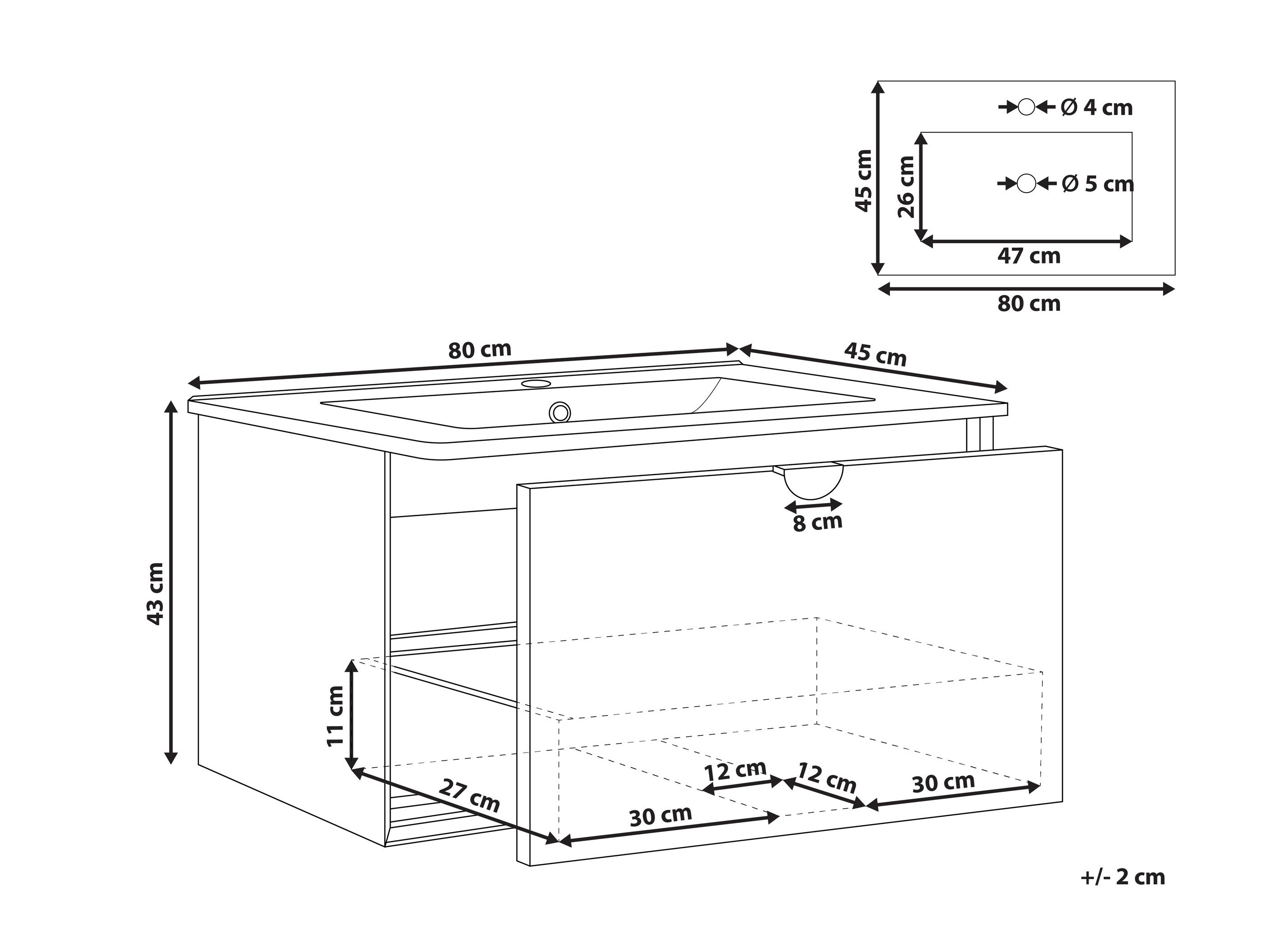 Piekarams vannas istabas skapītis izlietnei Berwyn 2871 (Melns)