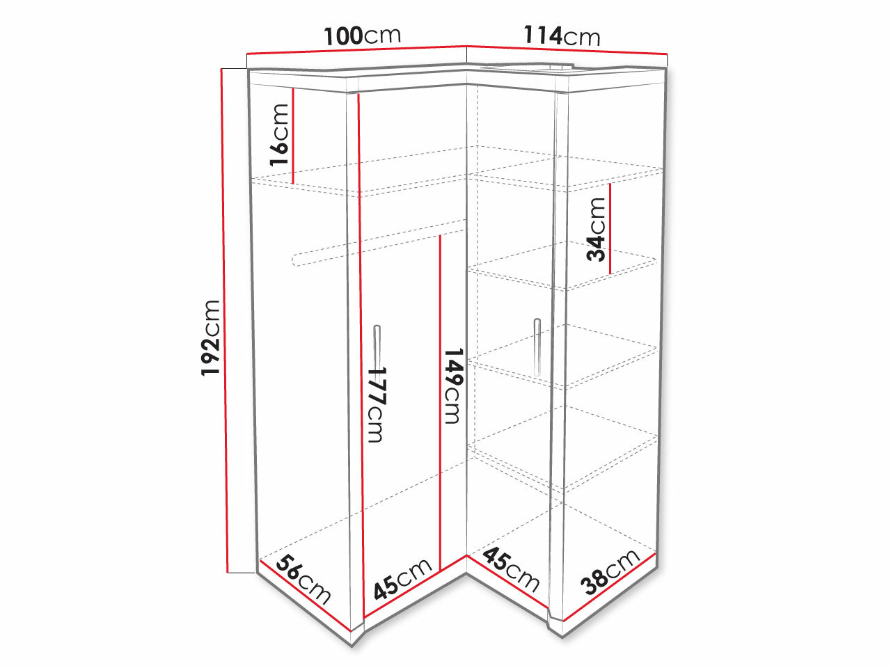 Stūra skapis Lorelie 119 (Trifele ozols)