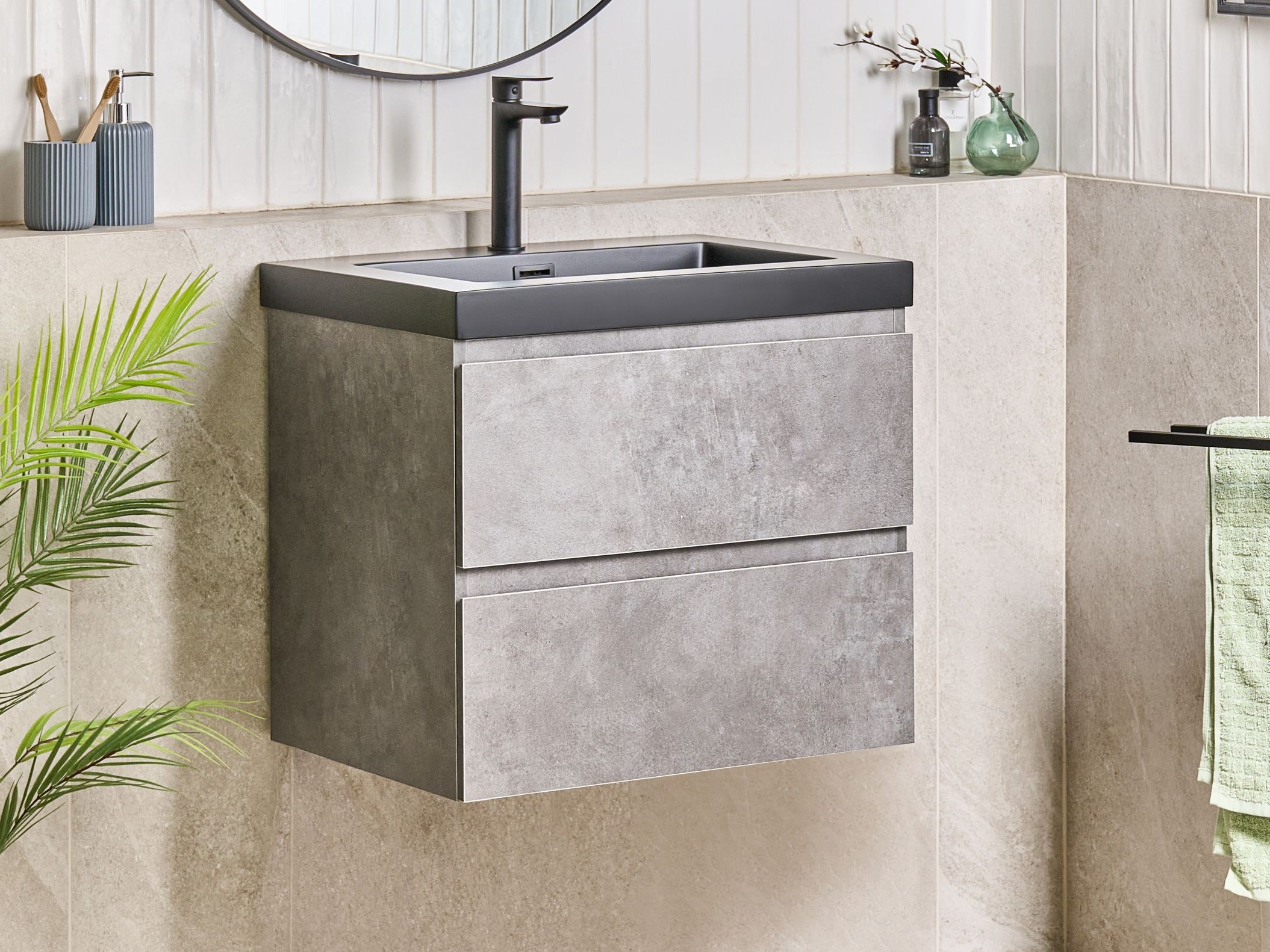 Piekarams vannas istabas skapītis izlietnei Berwyn 2872 (Pelēks)