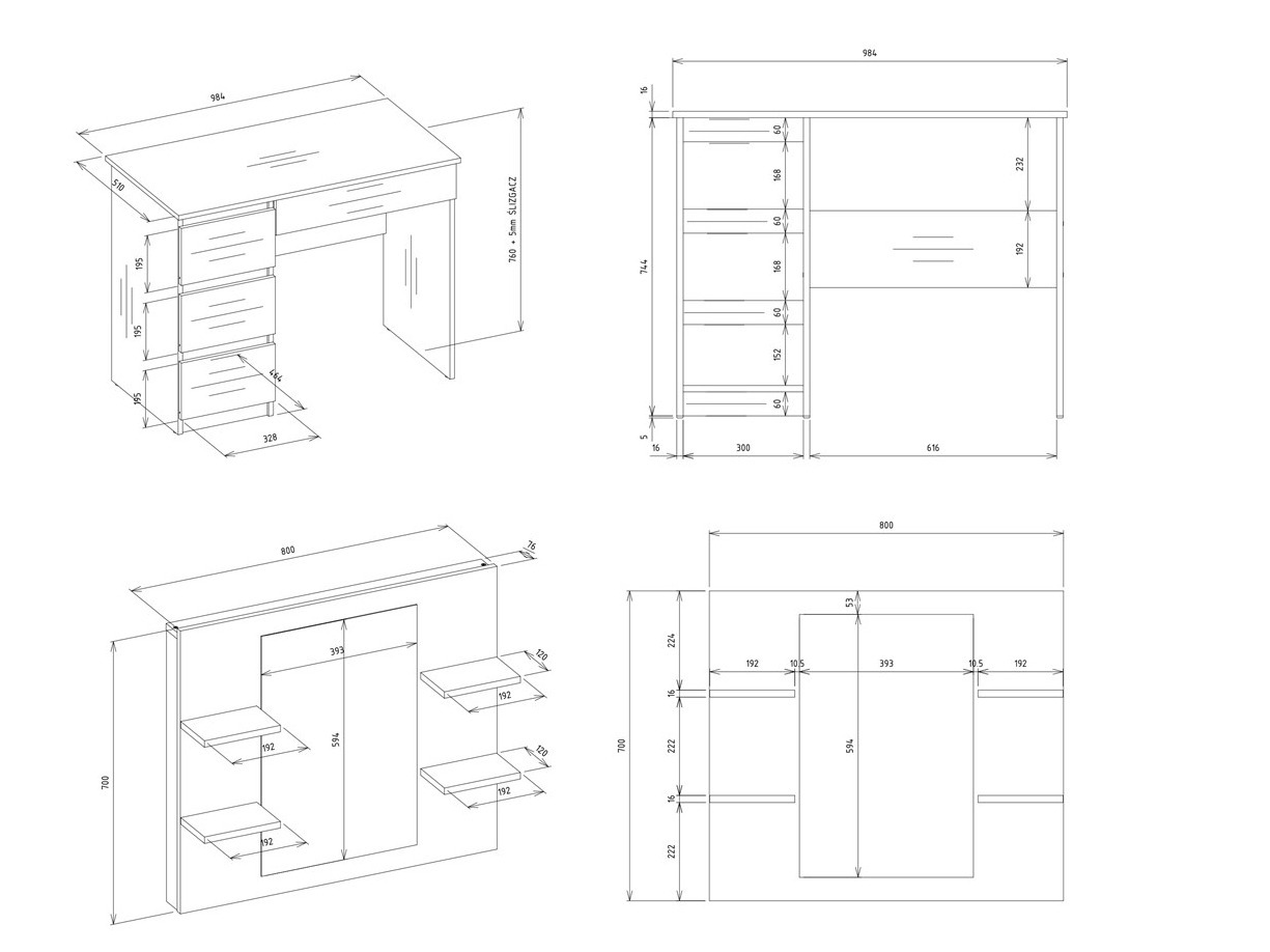 Grima galds Mandeville 351 (Kreisais)
