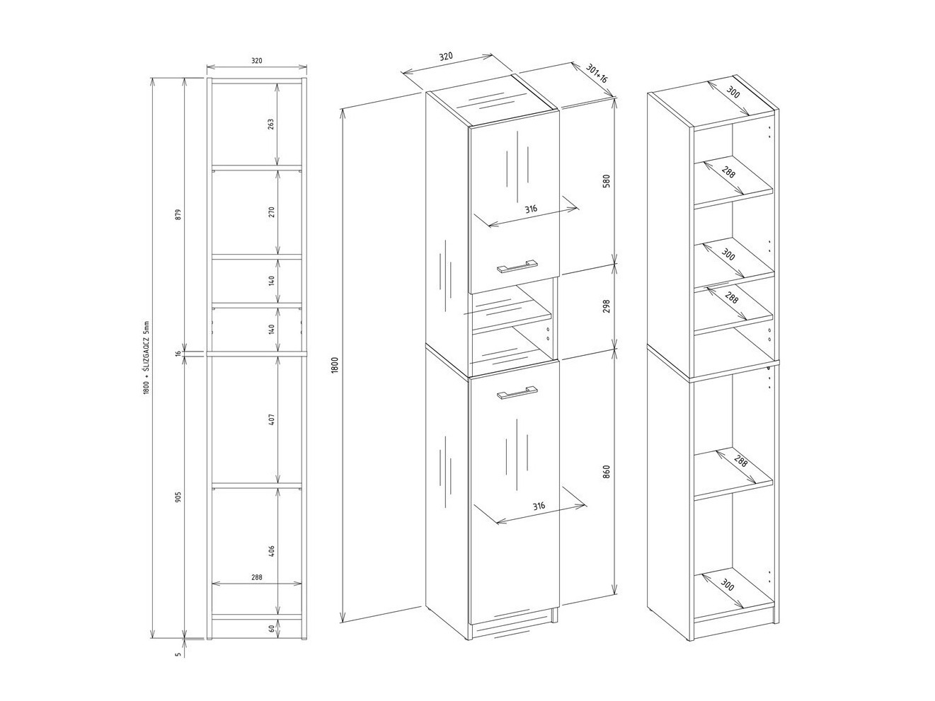 Stāvošs vannas skapītis Mandeville 152 (Balts + Balts gloss)